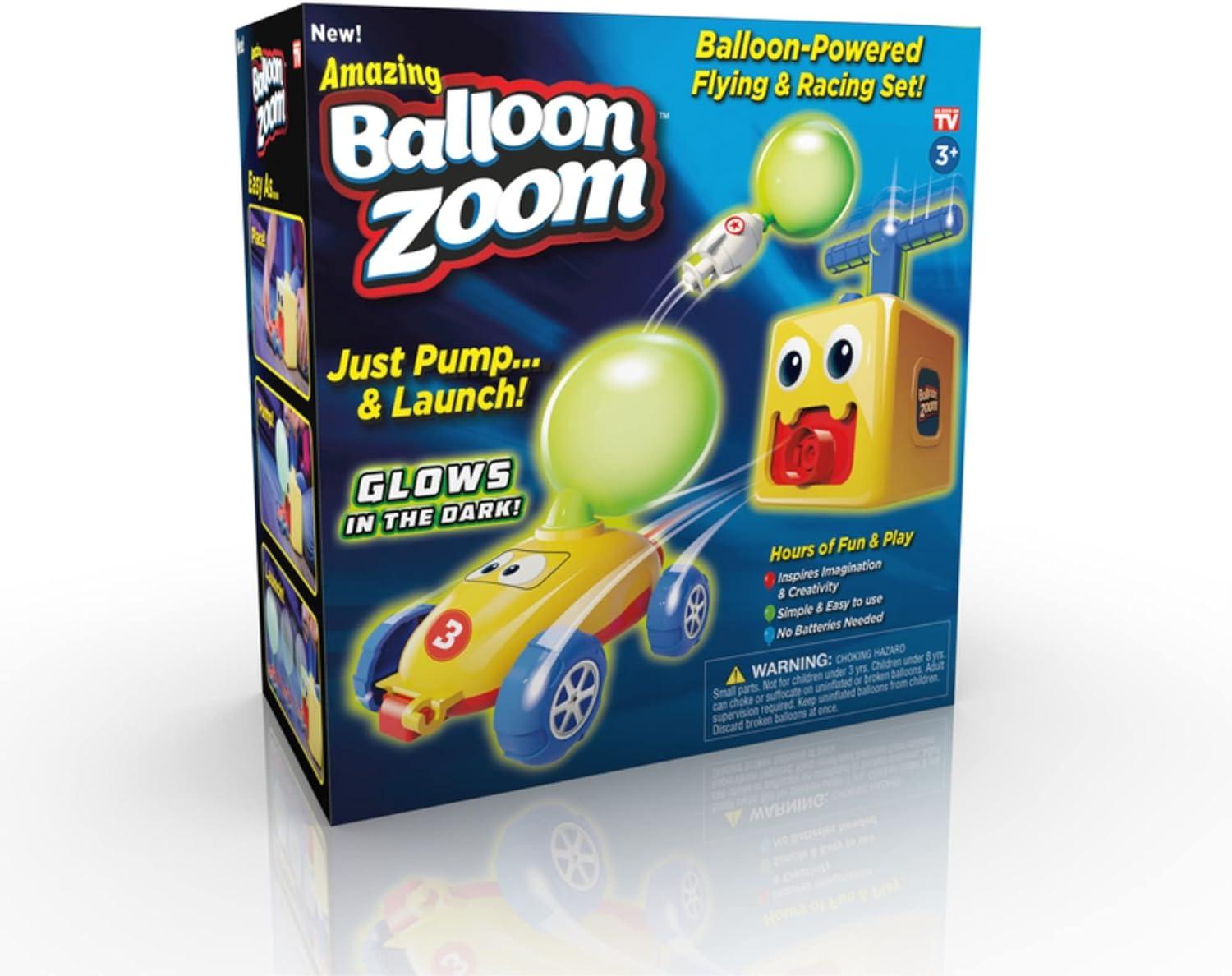 Amazing Balloon Zoom Balloon-Powered Flying and Race Car Toy Set, Ages 3+, As Seen On TV