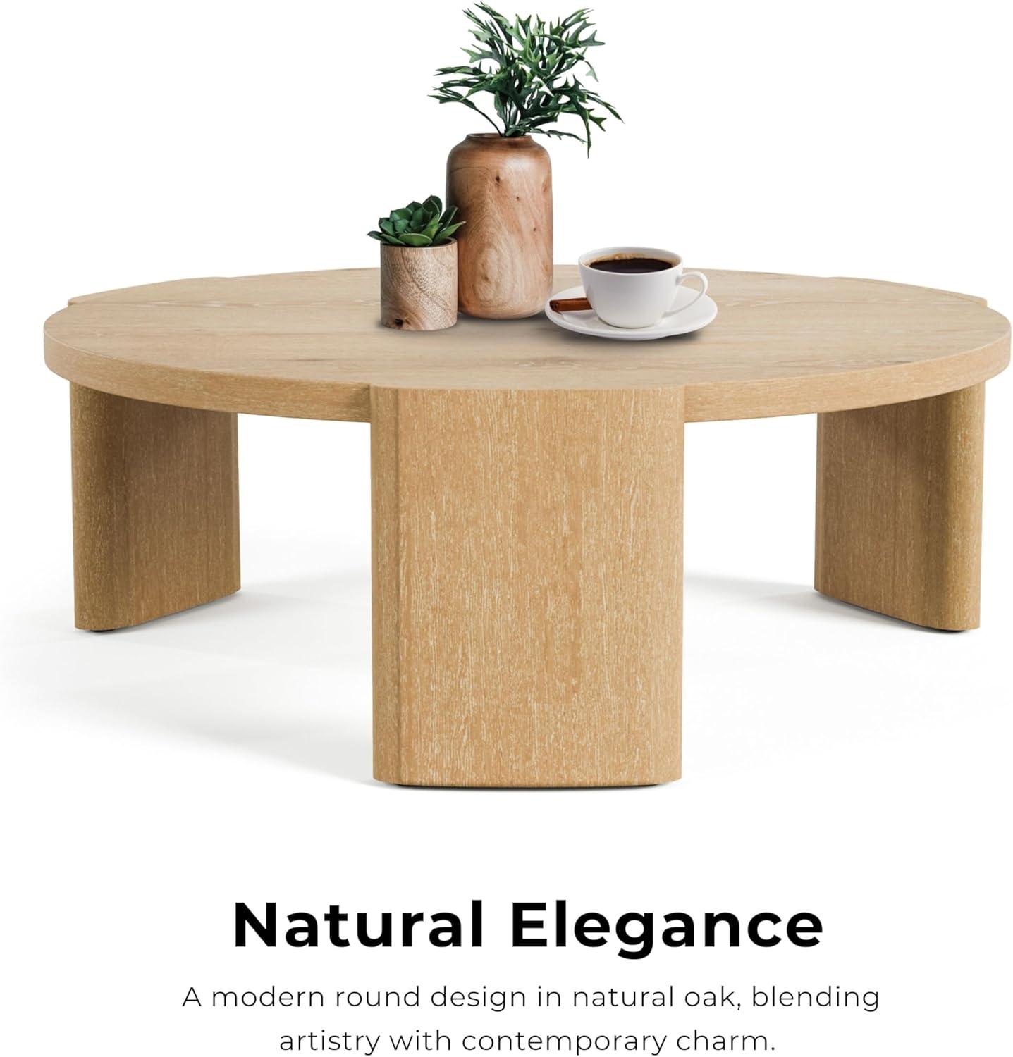 Furniture of America Honora Modern Wood 42-inch Oval Coffee Table with Plinth Base, Oak