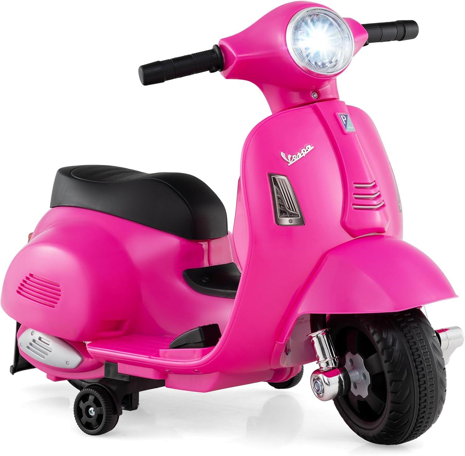 CIPACHO Kids Ride on Motorcycle with LED Headlight and Horn Sound, Kids Toys, Gift for Boys Girls-Pink