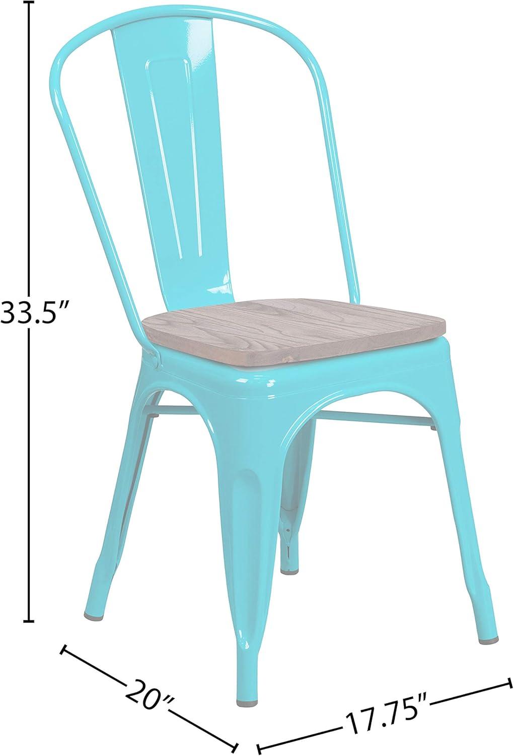 Flash Furniture Metal Stackable Chair with Wood Seat