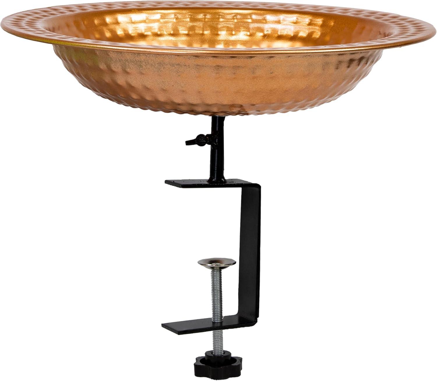 Sunnydaze Outdoor Deck-Mounted Bird Bath or Bird Feeder with Copper Finish - 12"