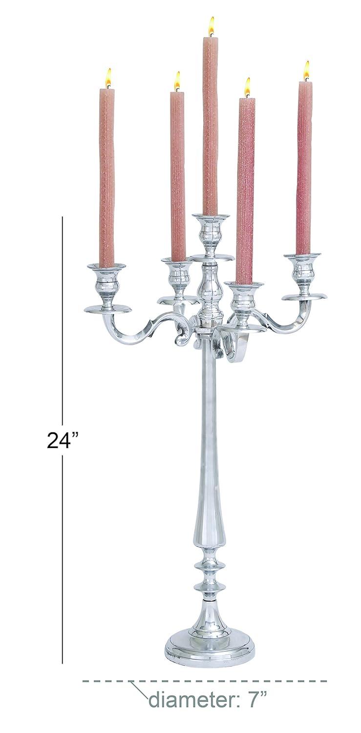 DecMode 5 Holder Silver Aluminum Metal Candelabra
