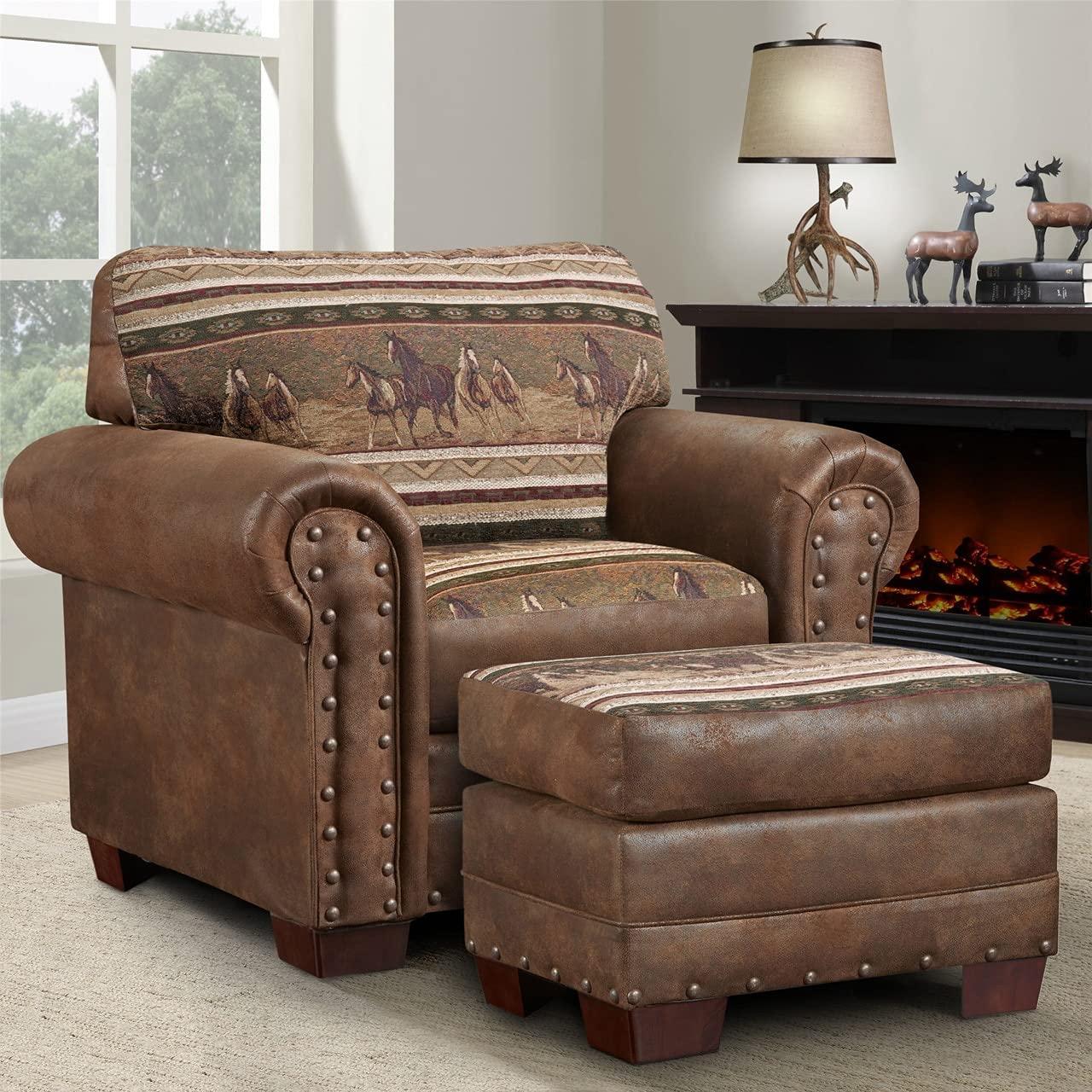 American Furniture Classics Model 8500-40S Lodge Style Wild Horses 4-Piece Set with Sleeper
