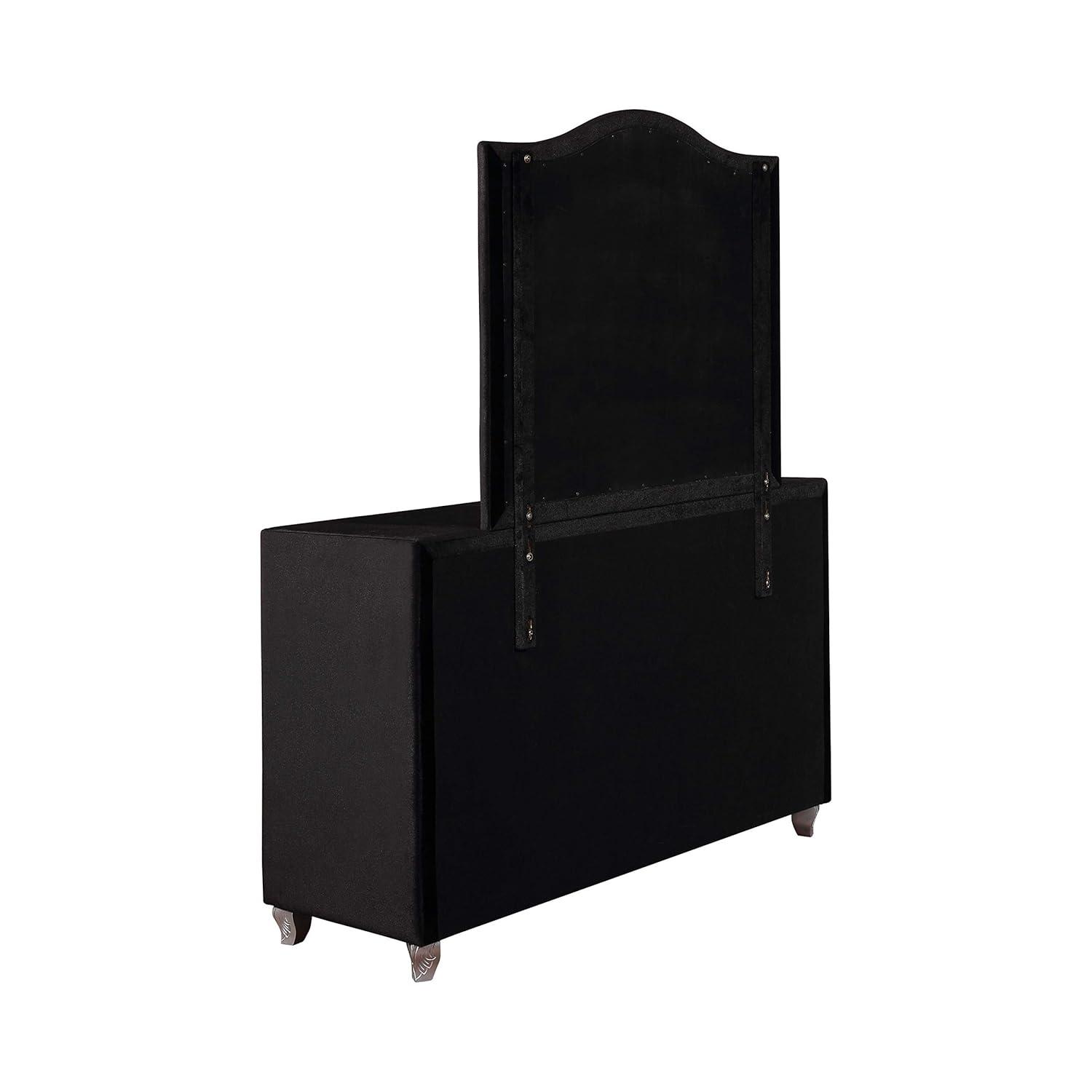 Deanna Button Tufted Dresser Mirror Black