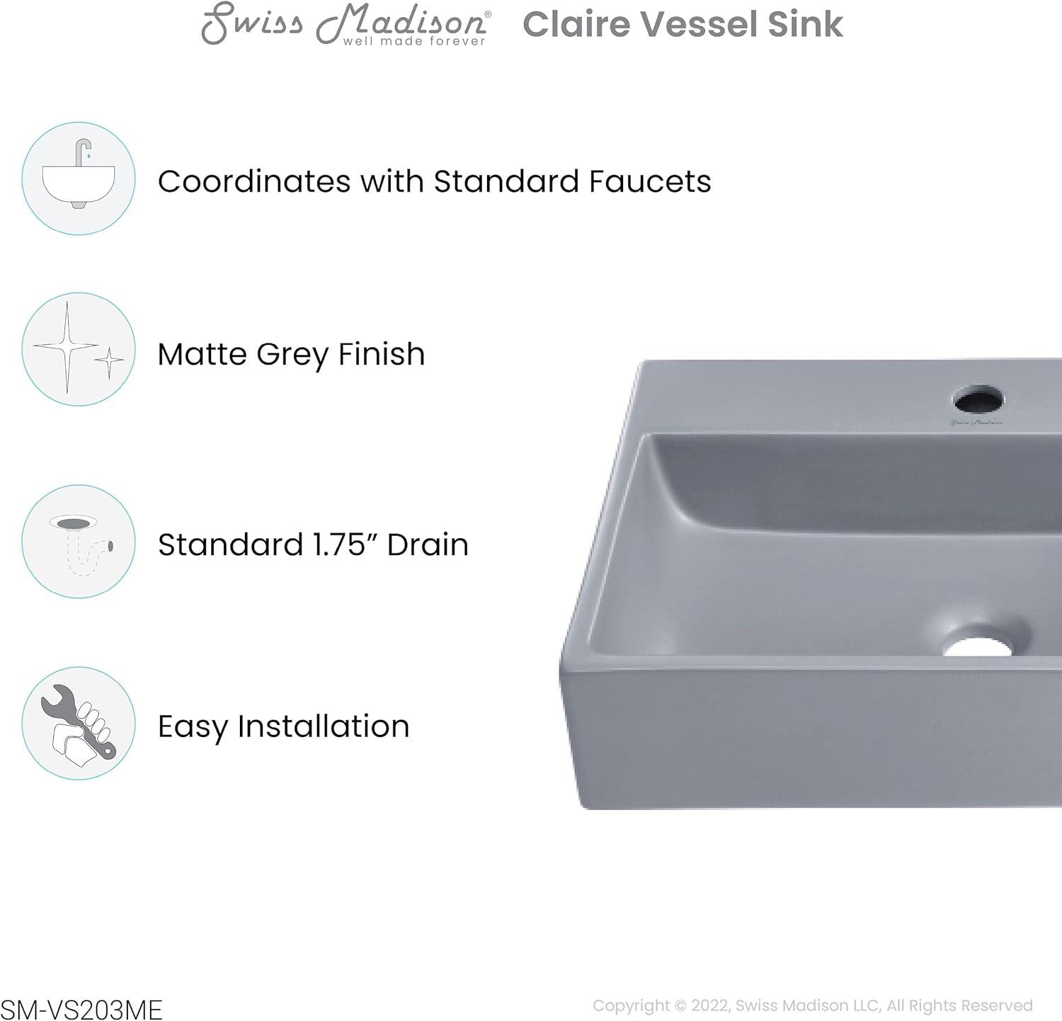 Claire 20 Rectangle Ceramic Vessel Sink