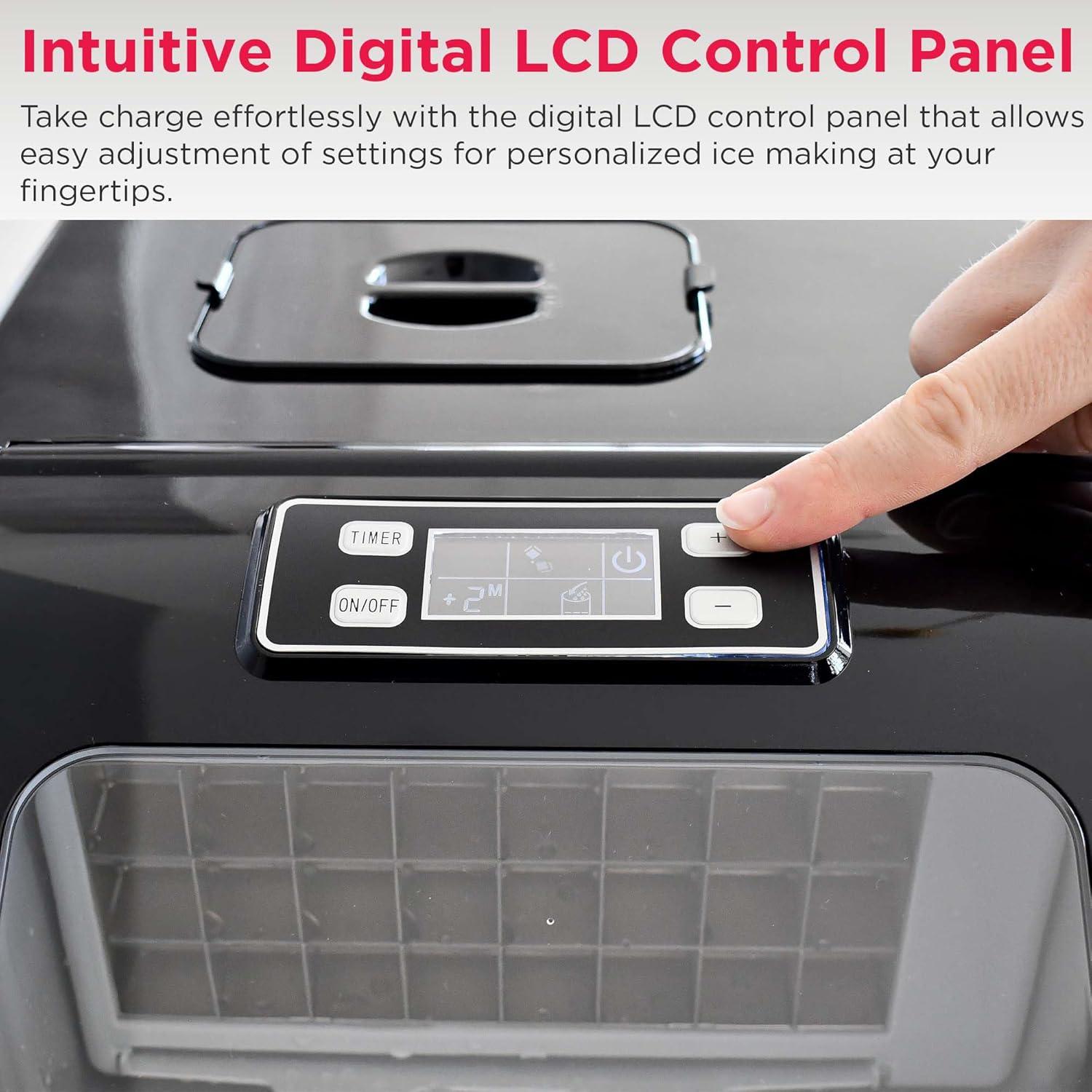 Frigidaire Frigidaire Countertop Stainless Steel Ice Maker with Transparent Window, Clear Ice Cube Maker, 40 lbs.