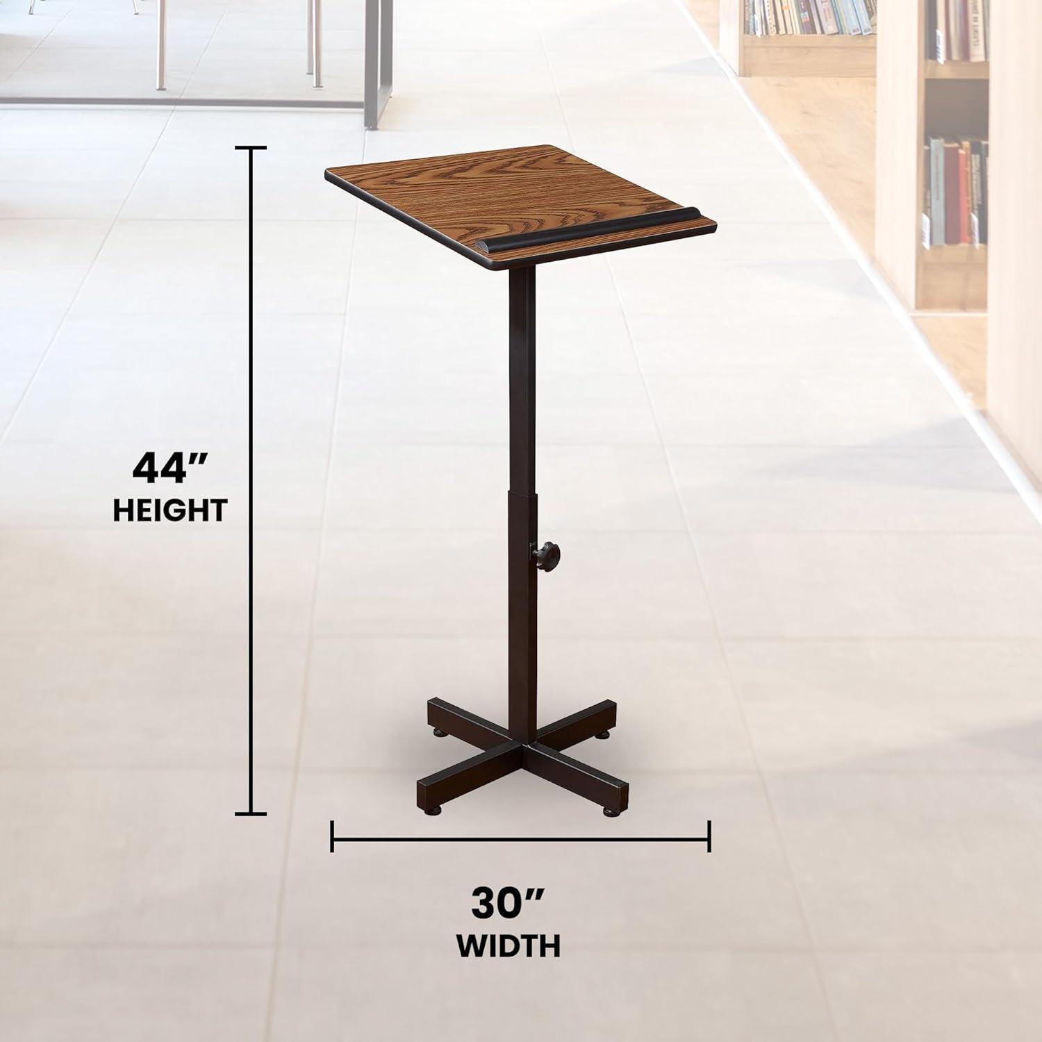 Medium Oak Adjustable Height Portable Presentation Lectern Stand