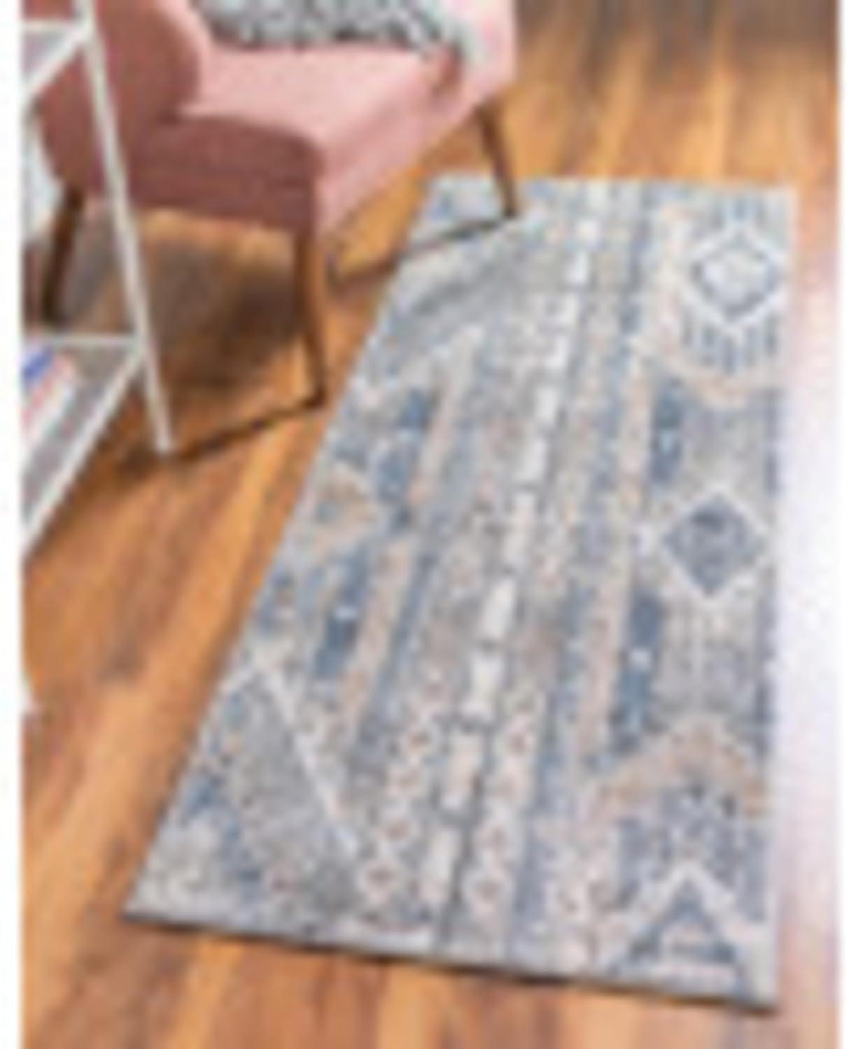 Unique Loom Portland Collection Area Rug - Orford (2' 2" x 12' Runner Navy Blue/Blue)