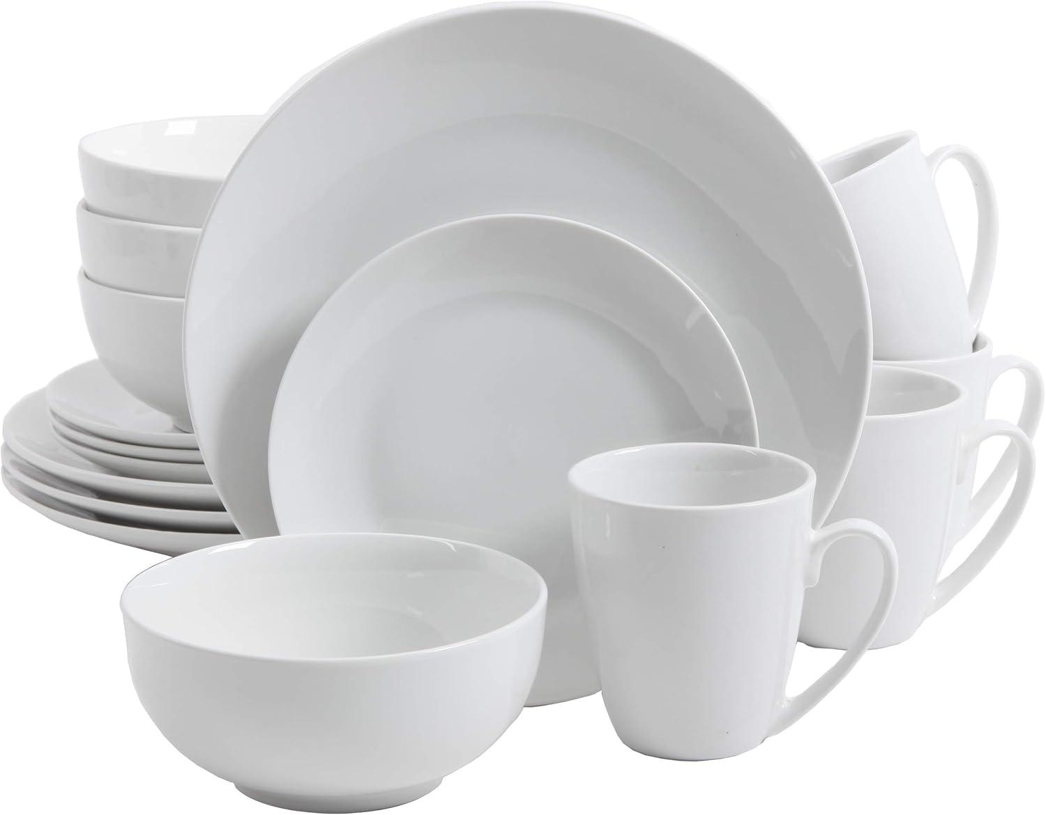 White Porcelain 16-Piece Dinnerware Set for 4