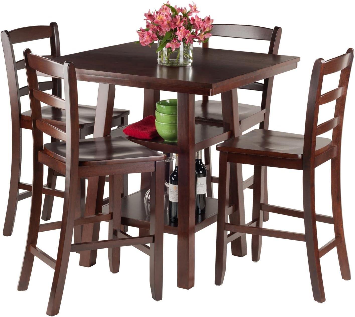 5pc Orlando 2 Shelves Counter Height Dining Sets Wood/Walnut - Winsome