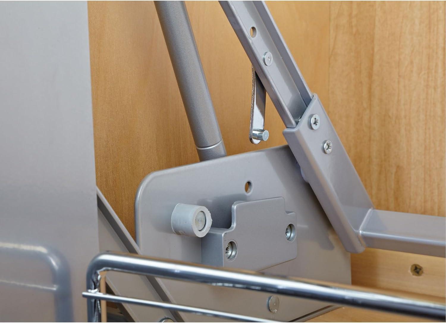 Rev-A-Shelf 24" Pull Down Heavy Duty Shelf Organizer for Tall Kitchen/ Bathroom, Dual Tier Wall Mounted Pantry Storage, Chrome, 5PD-24FOG