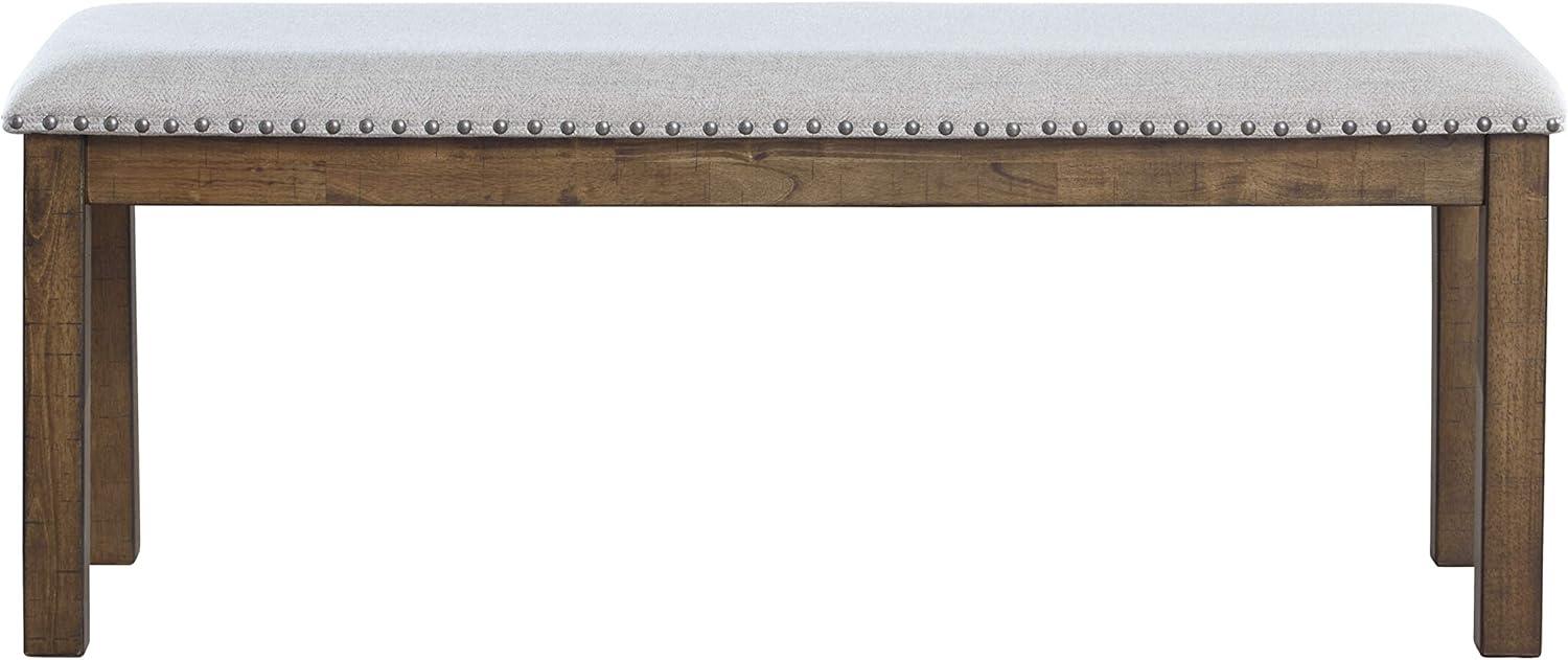 Nutmeg Brown Upholstered Bench with Nailhead Trim