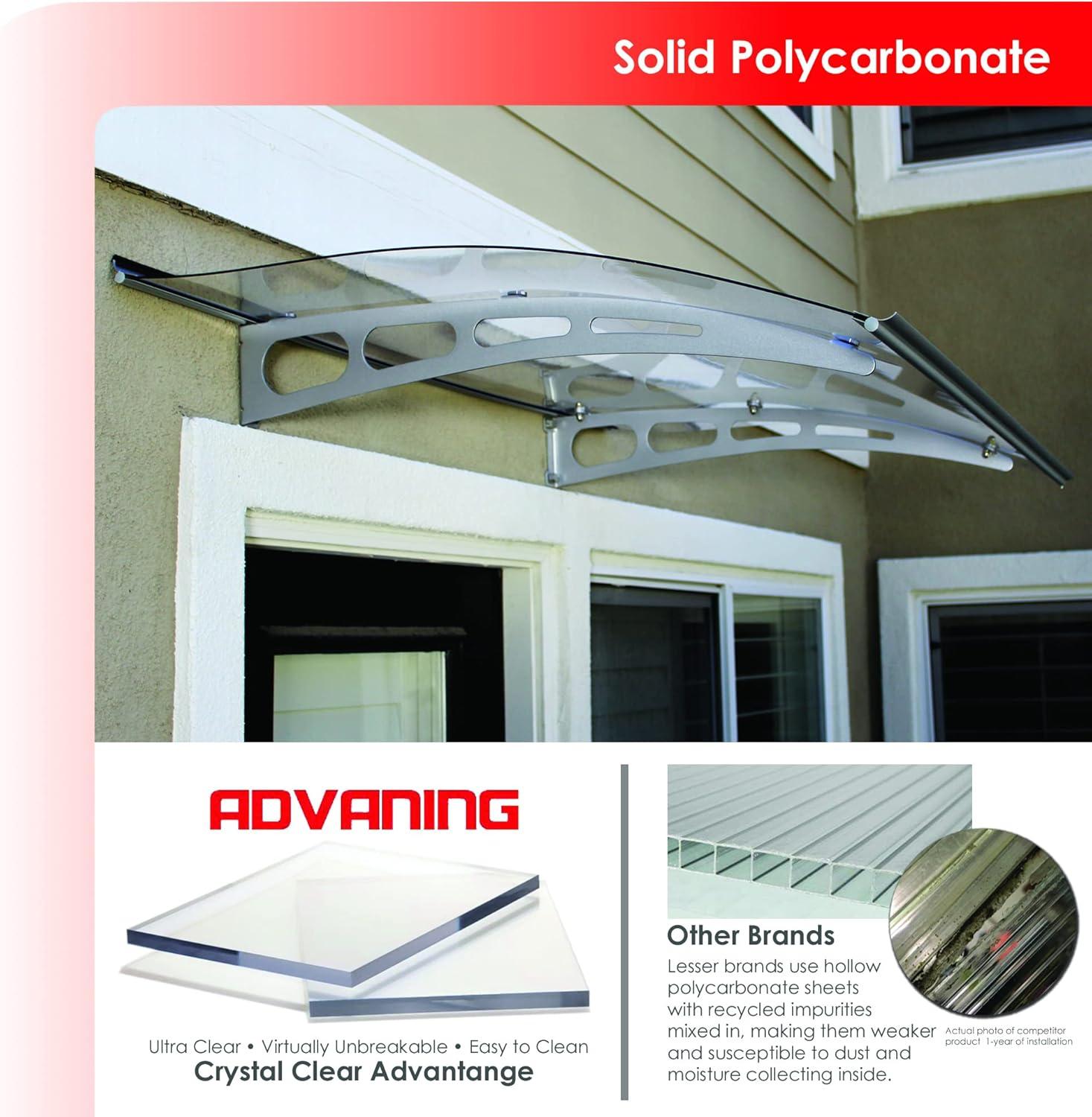 Advaning 7.9'' D Polycarbonate Cover Retractable Door / Window Awning