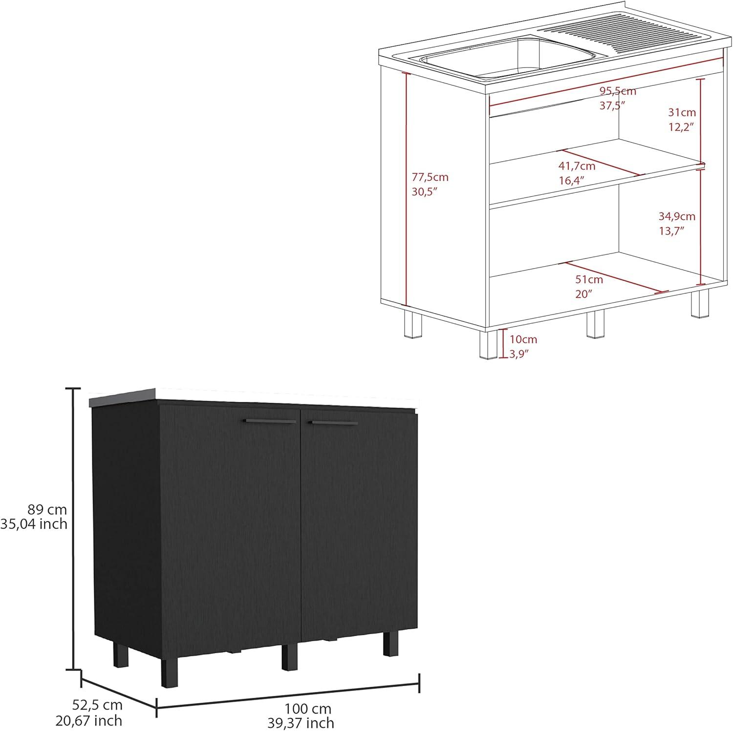 TUHOME Napoles 2 Utility Sink with Cabinet  Engineered Wood Cabinets in  Black