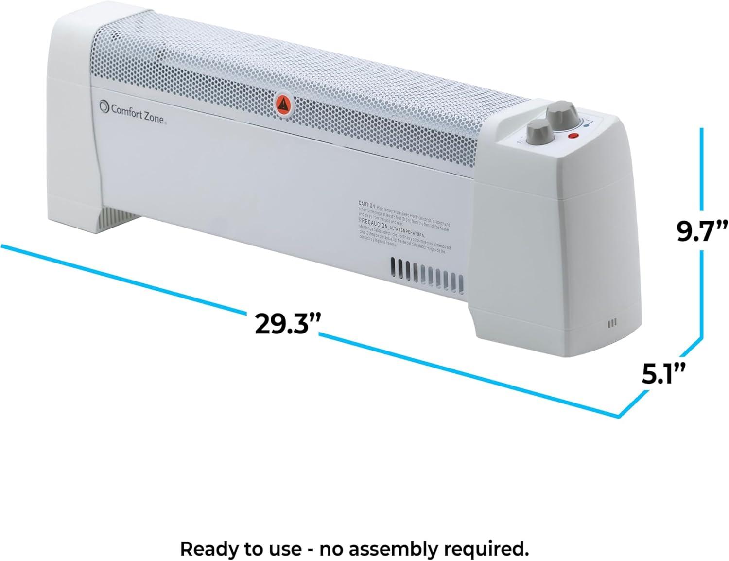 White Electric Convection Baseboard Heater with Thermostat