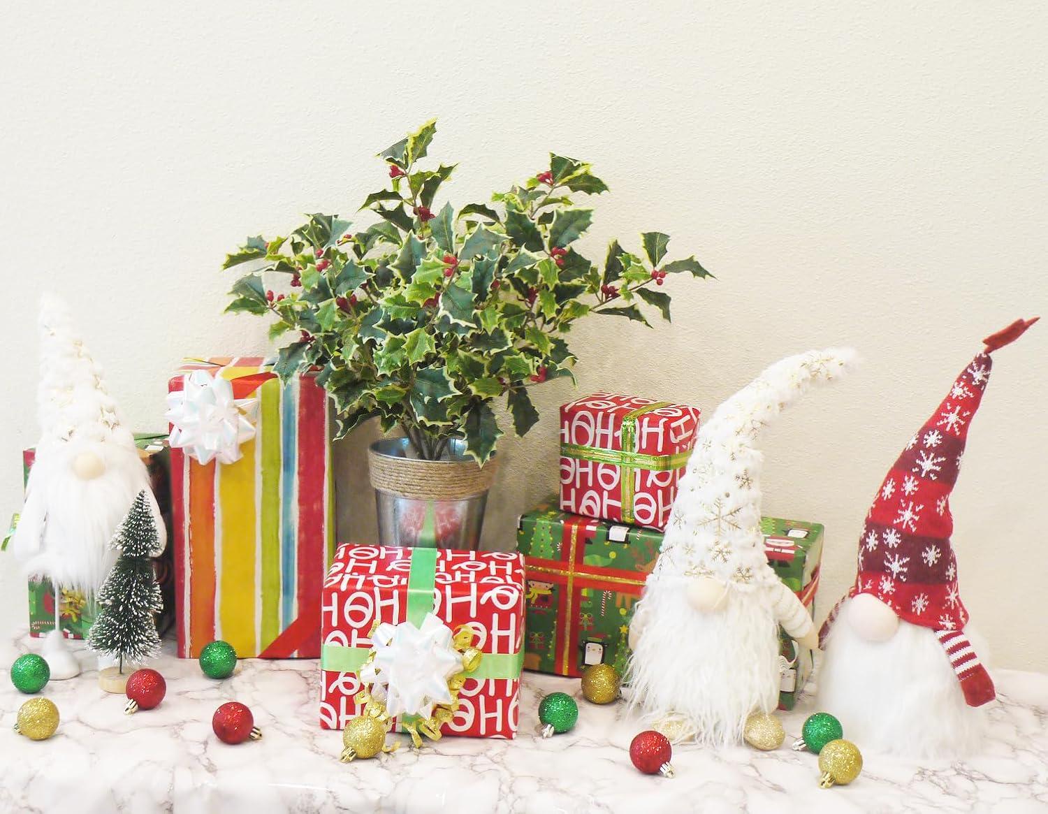 Artificial Holly Leaves Berries Christmas Bush