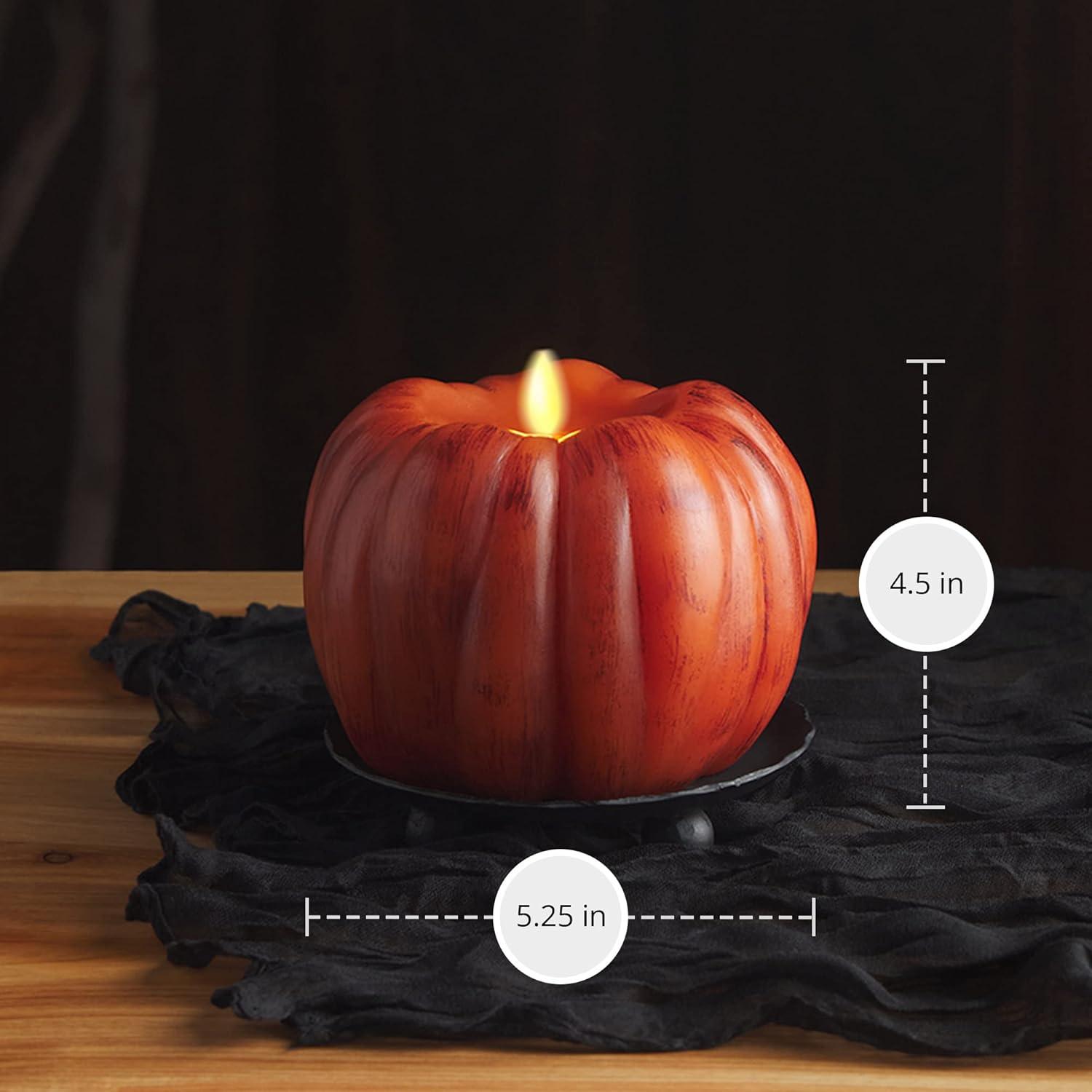 Antique Orange Pumpkin Flameless LED Candle with Timer