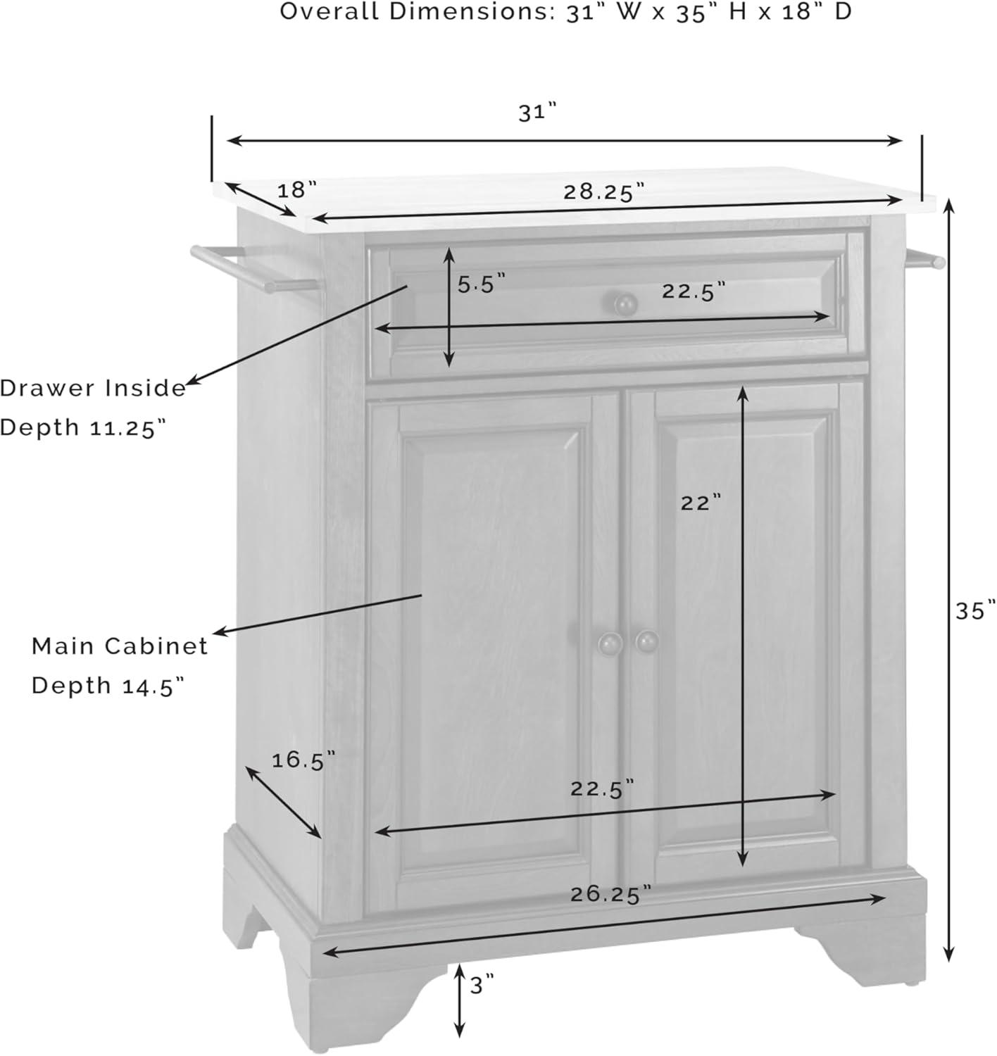 Lafayette Stainless Steel Top Portable Kitchen Island/Cart White - Crosley: Adjustable Shelf, Towel Bars, Casters