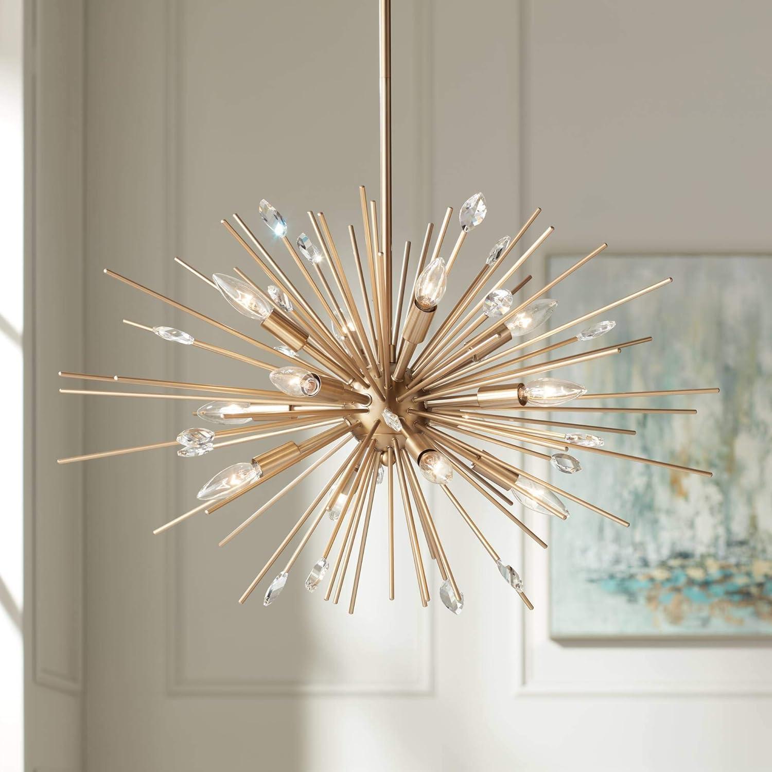 Possini Euro Design Janae Plated Gold Chandelier 29 1/2" Wide Modern Sputnik 12-Light Fixture for Dining Room House Foyer Kitchen Island Entryway