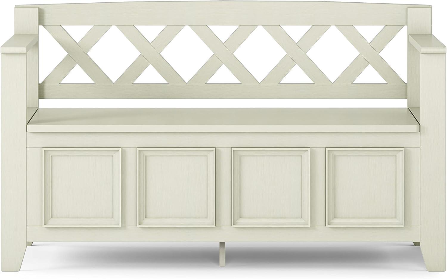 Simpli Home Amherst 48"W Solid Wood Entryway Storage Bench with Lift-Top Lid and Dual Compartments