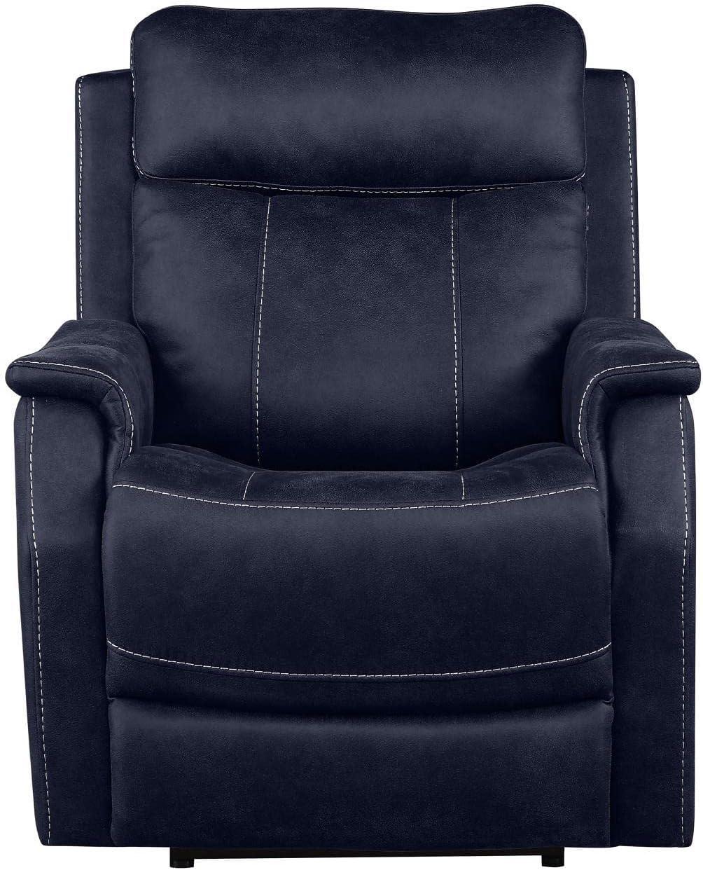 Single Seat Recliner Lounge Chair with USB Port, Fabric Upholstered Arm Chair with Retractable Footrest and Pillow, Comfy Single Sofa Accent Chair for Bedroom Living Room