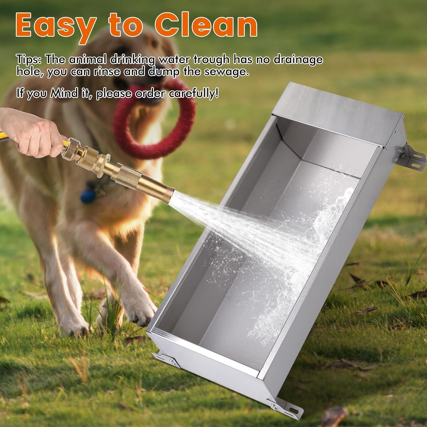 Automatic Dog Water Bowl Dispenser Large Breed Outdoor Stainless Steel Automatic Livestock Water Trough Large Capacity Auto Fill Dog Waterer with Float Valve, for Dog Chicken Geese Duck Goat Pig