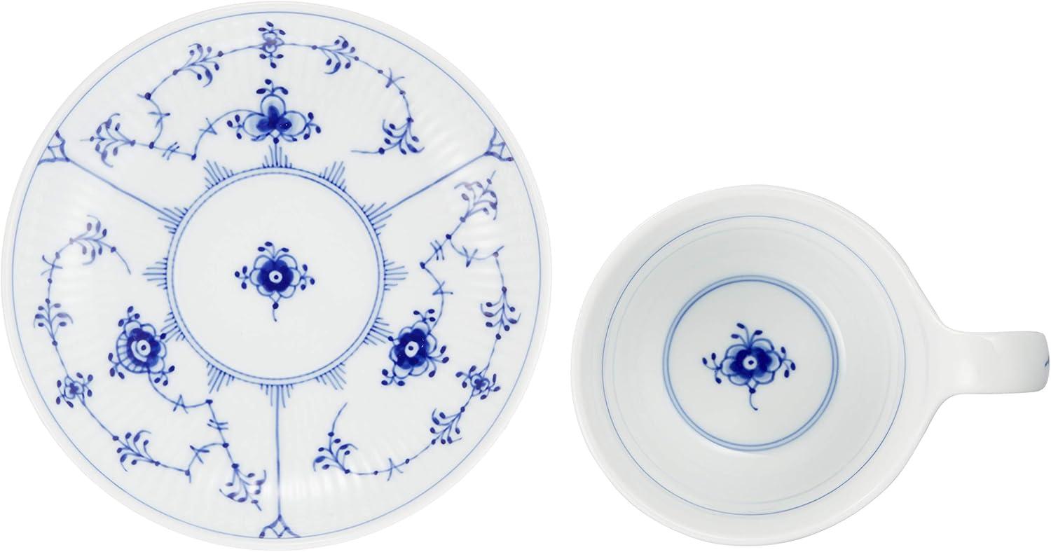 Blue Floral Ribbed Ceramic Everyday Saucer