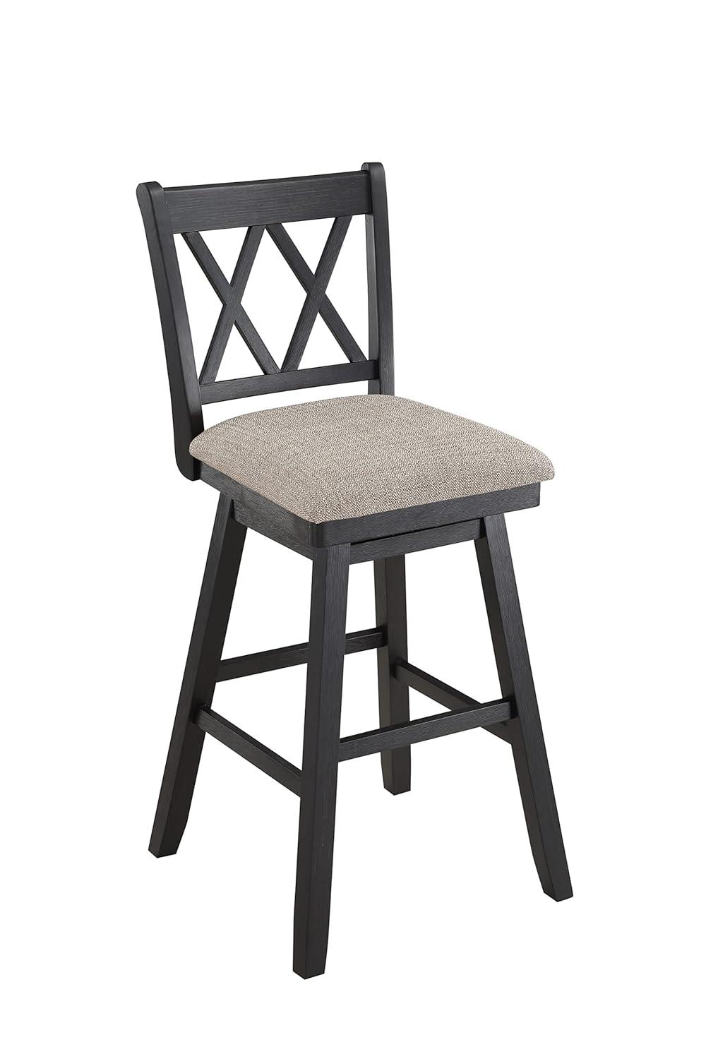 Home 2 Office 24" Brookline Xx Back Swivel Counter Height Barstool Distressed Black: Upholstered, Wood Frame, Footrest