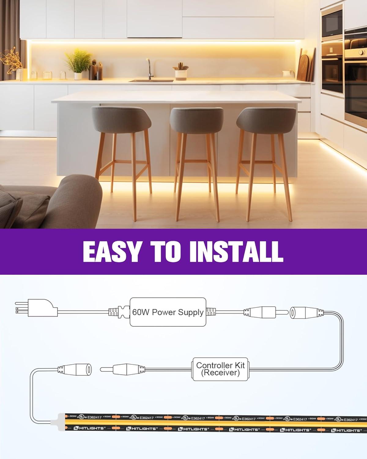 16.4ft Warm White LED Strip Light Kit with Remote