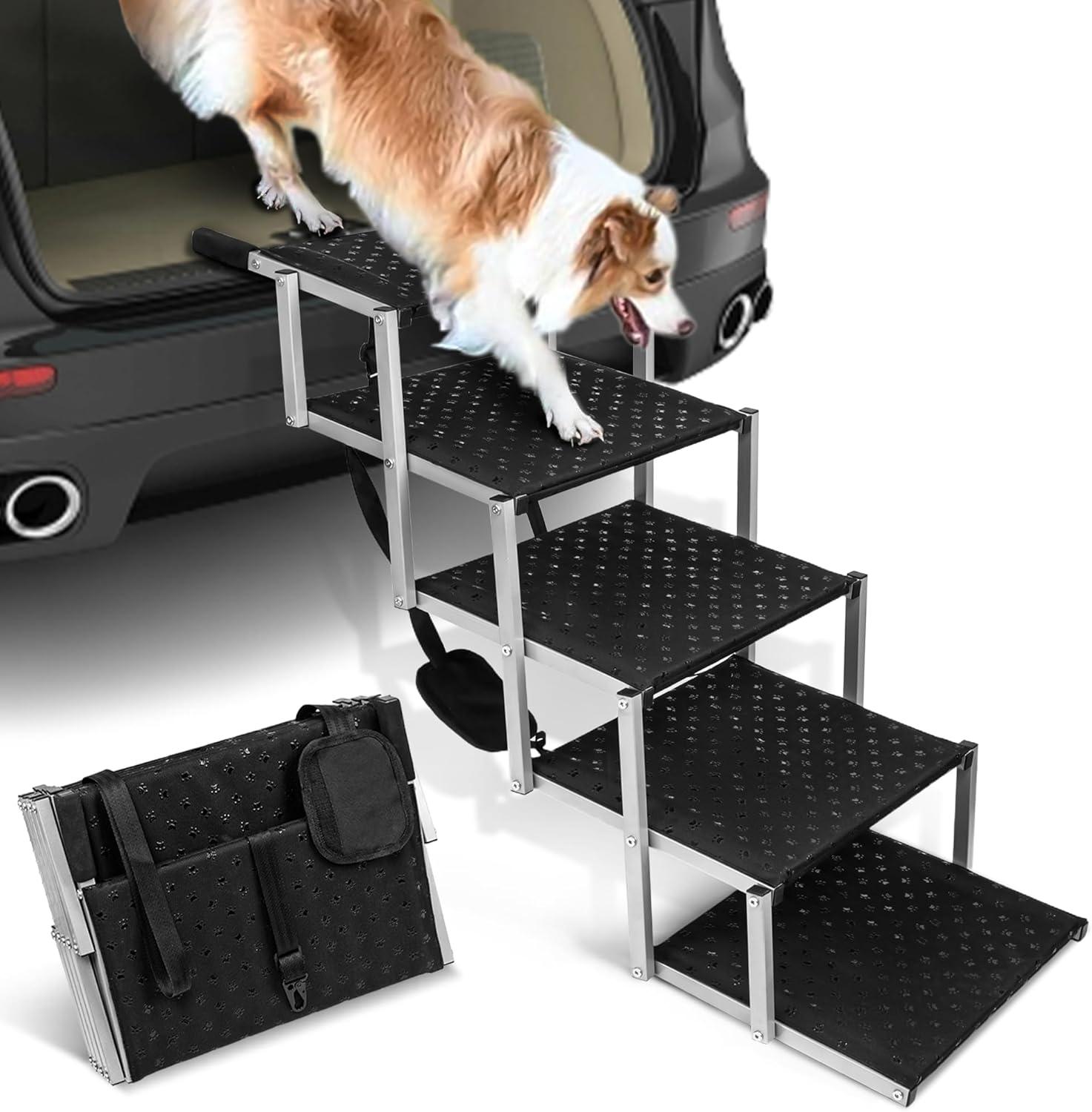Portable Folding Dog Stairs For Cars, SUV, Trucks, For Large Dogs With Non-Slip Surface, 6 Steps