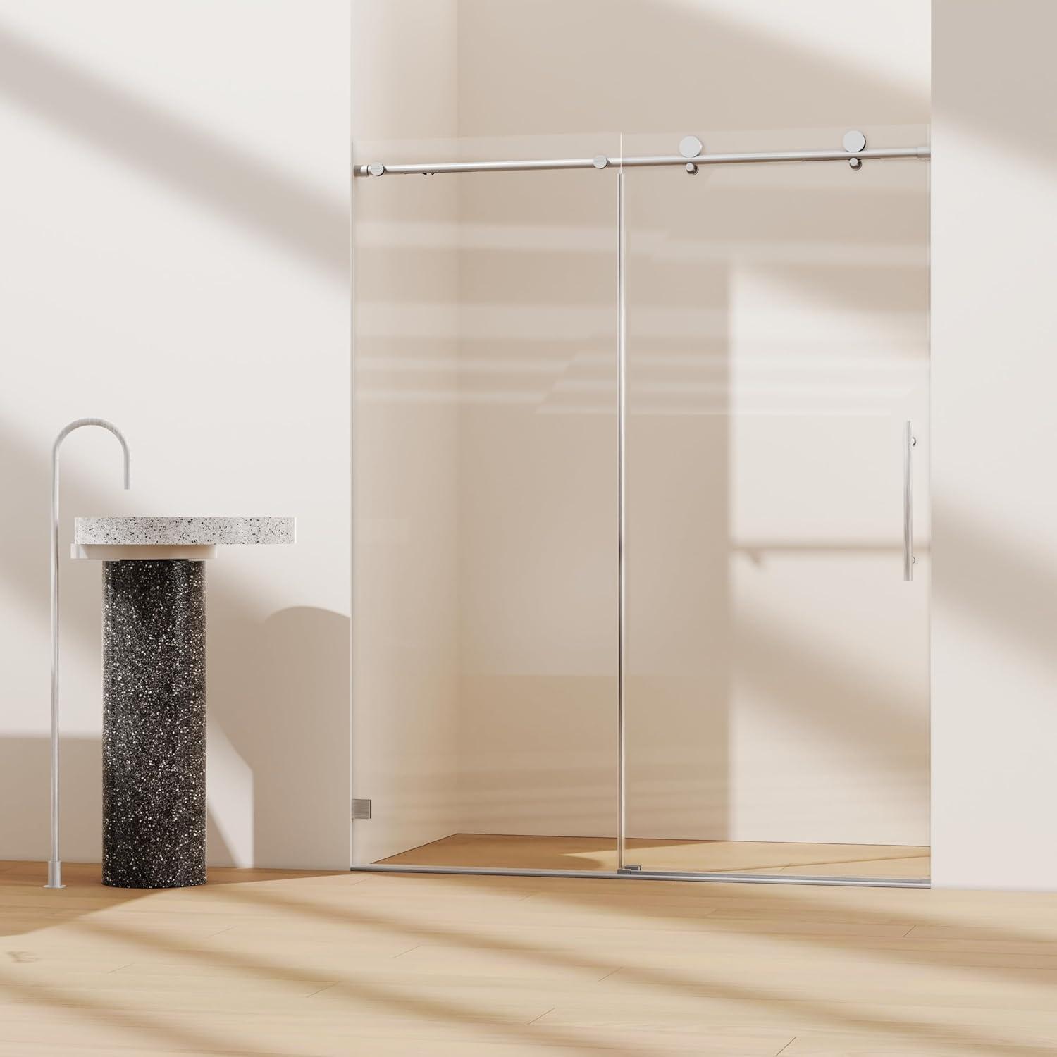 LILI 56-60"W x 76"H Dual Sliding Shower Door, Modern Style AADSH5676LL