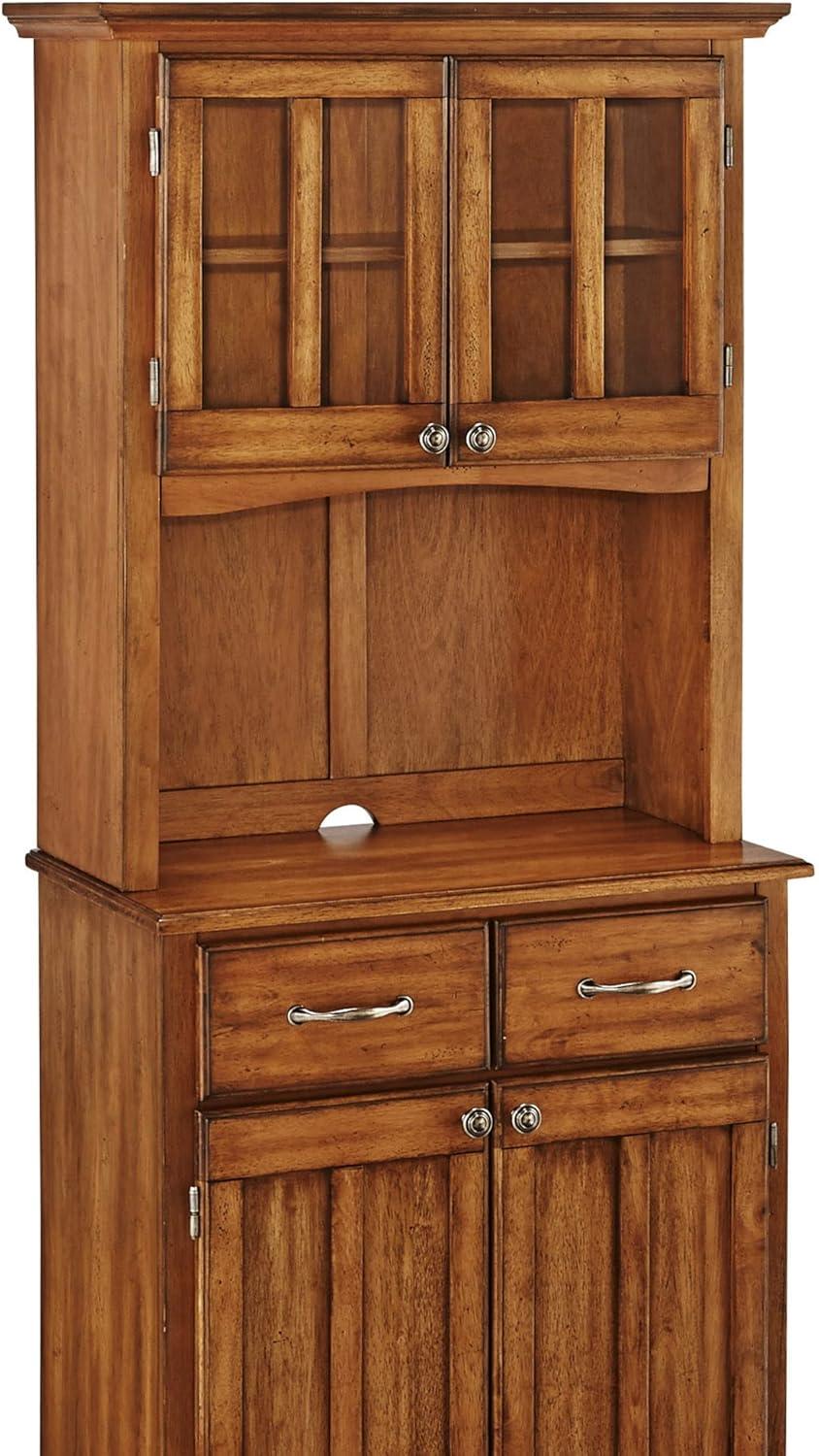 Small Buffet of Buffets Server with Hutch and Oak Top Oak - Homestyles: Traditional Storage, Glass Doors, Adjustable Shelves