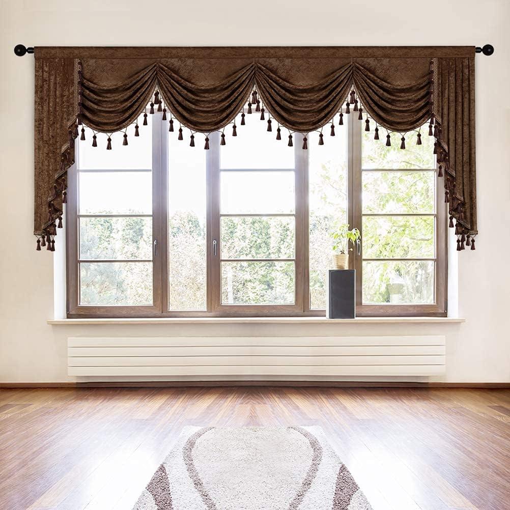 Gold Chenille Waterfall Valance with Rod Pocket