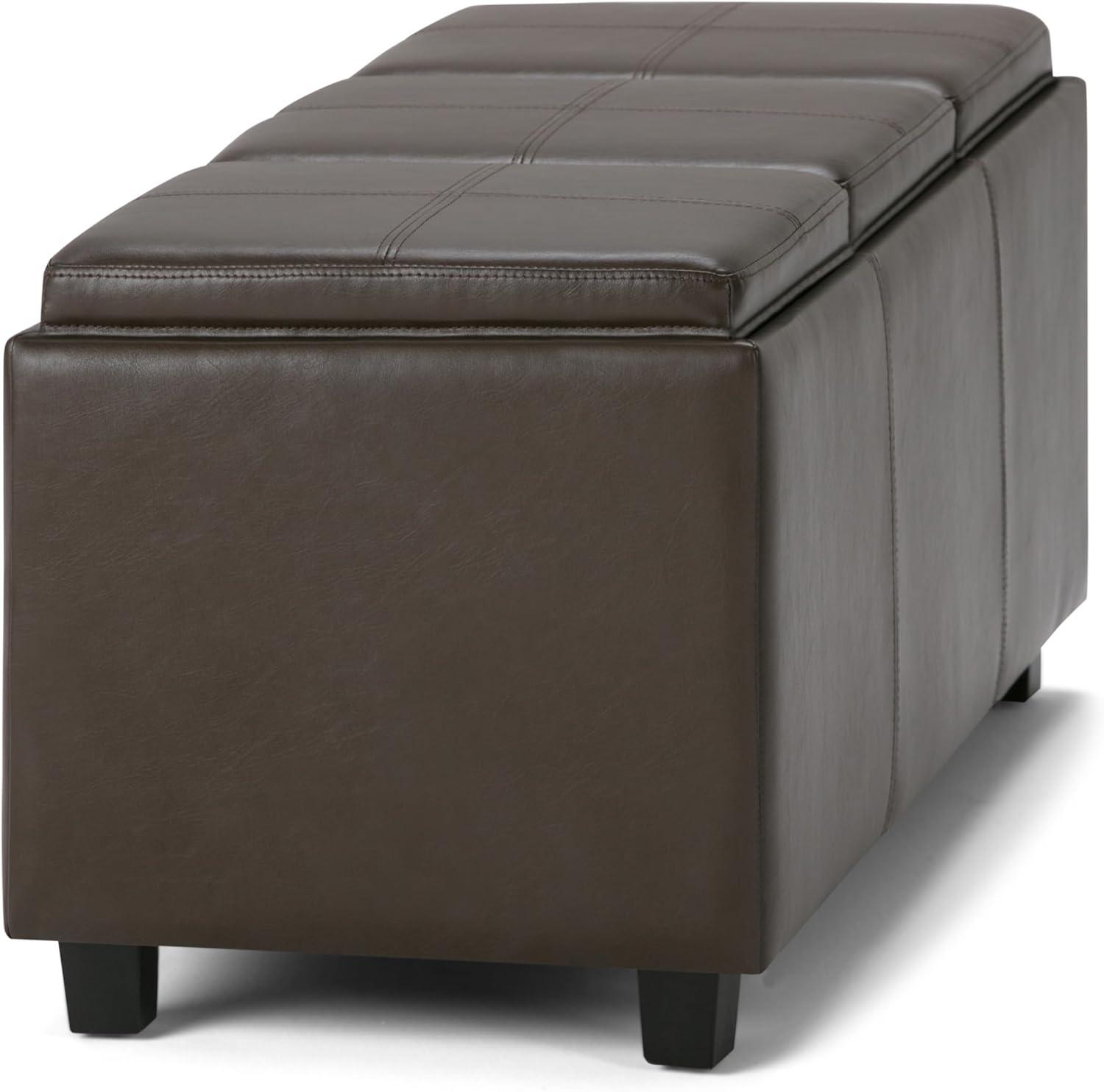 Chocolate Brown Faux Leather Backless Storage Ottoman Bench