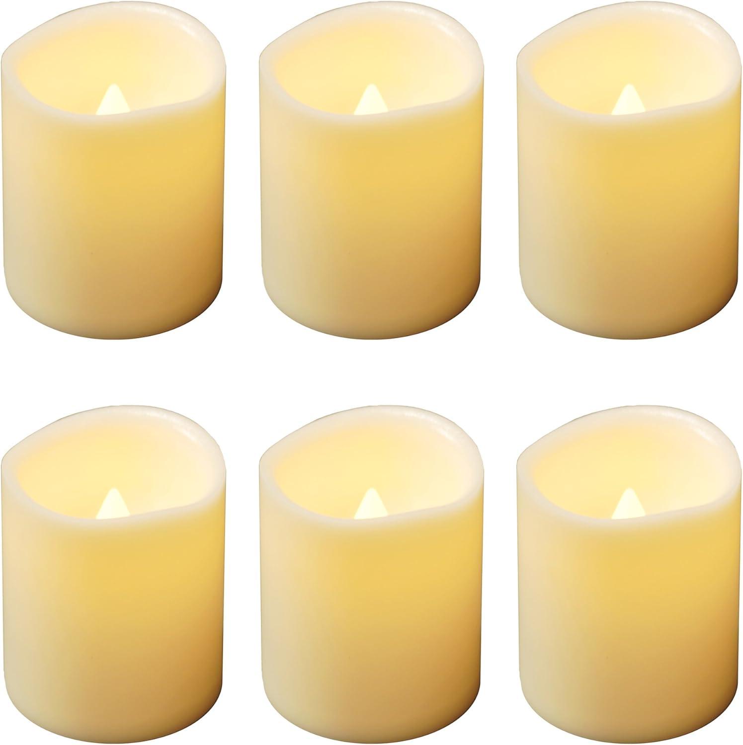 LumaBase Battery Operated LED Mini Pillar Candles - Set of 6