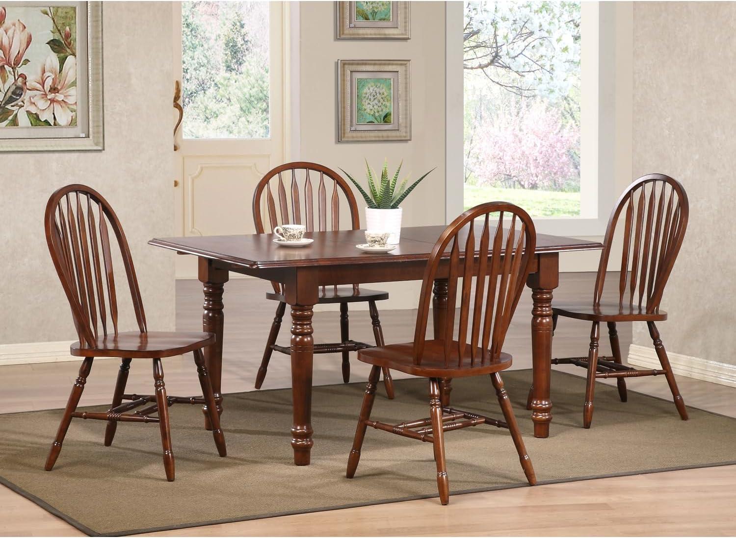 Chestnut Brown Extendable Rectangular Farmhouse Dining Table