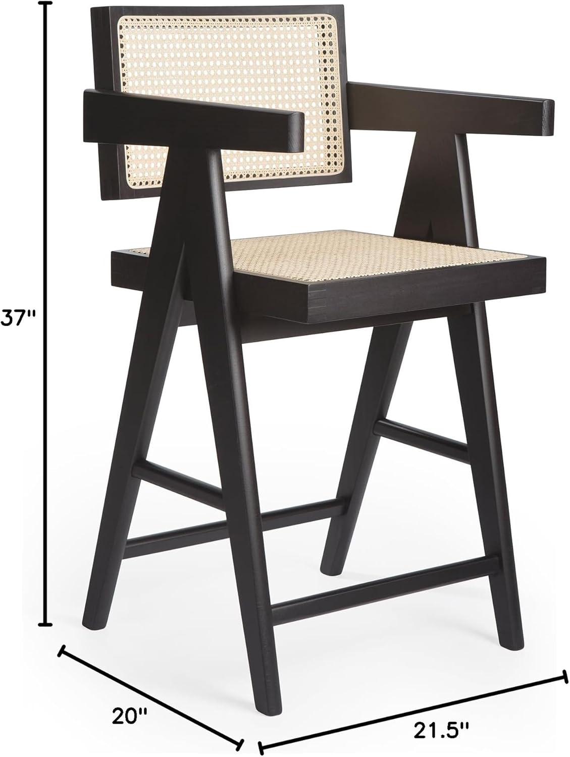 Black Beech and Viennese Cane Chandigarh Counter Stool