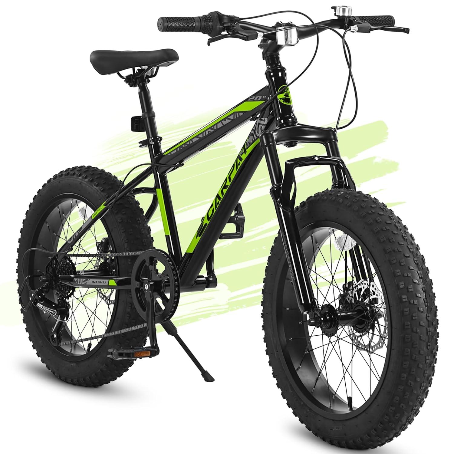 Mountain Bike 20 inch Wheels Fat Tire Bike,4" Wide Fat Tire Snow Mountain Bike ,7 Speed Teenager Children Kids' Bicycles