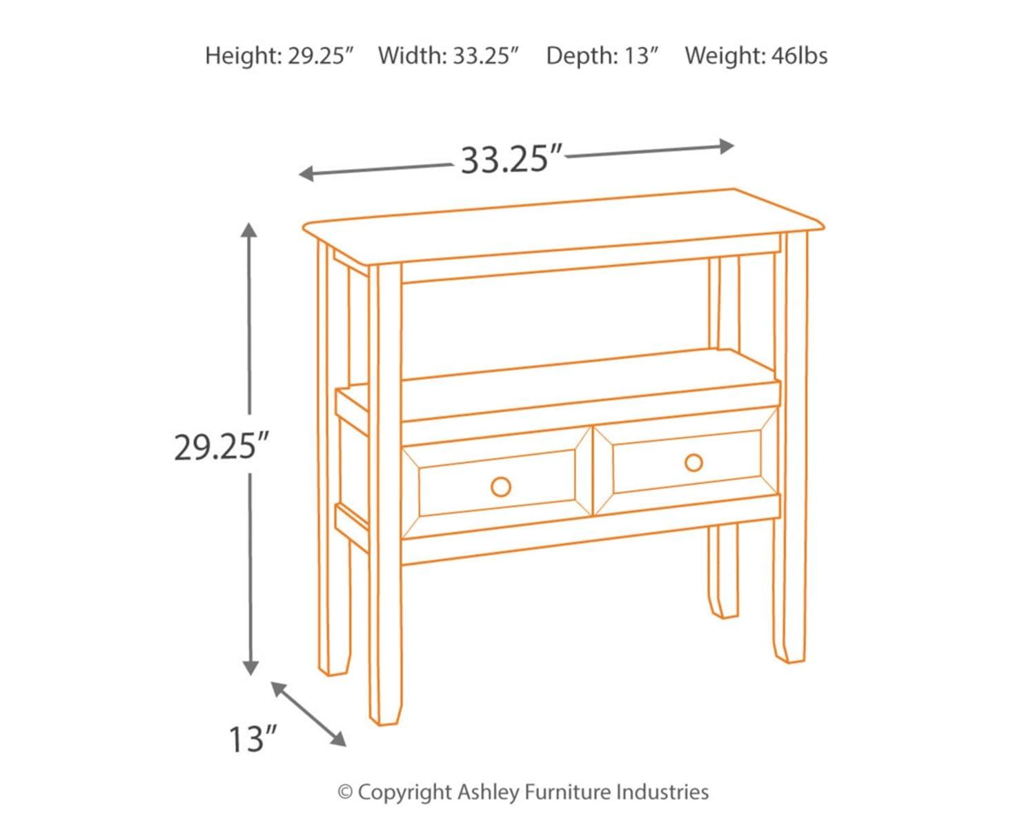 Signature Design by Ashley Casual Abbonto 2 Drawer Accent Table, Warm Brown