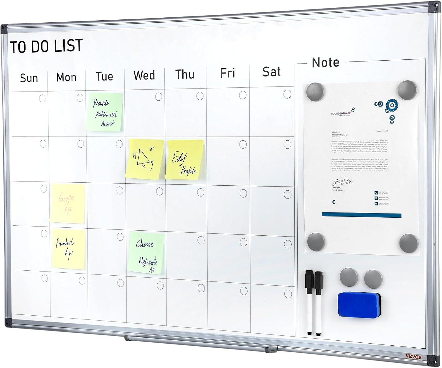 VEVOR 36" x 24" Magnetic Dry Erase Calendar Whiteboard