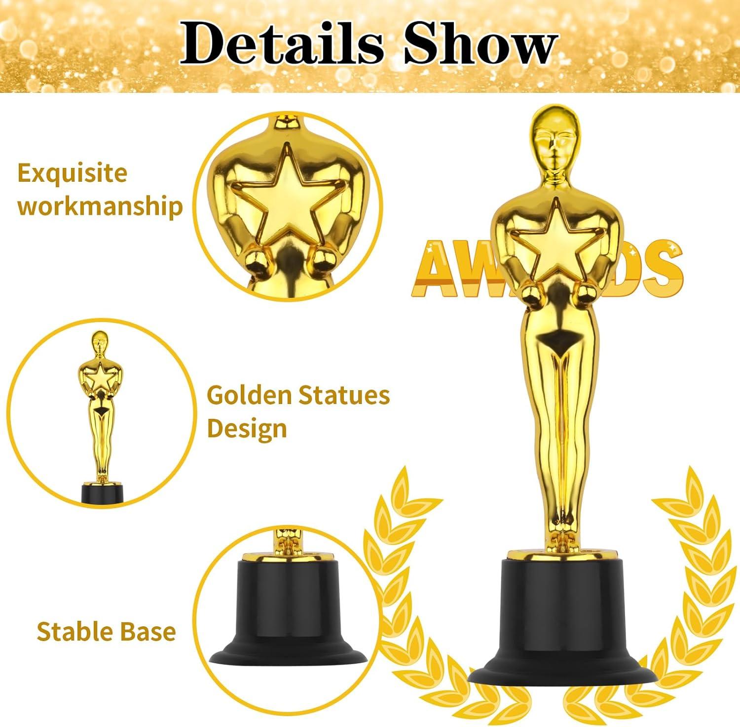 WINKIO Gold Award Trophies，Gold Award Statues, Pack of 6 Mini Trophies, Plastic Trophy Award for Competition,Events, Sports, Party Decorations,Award Ceremony and Appreciation Gift
