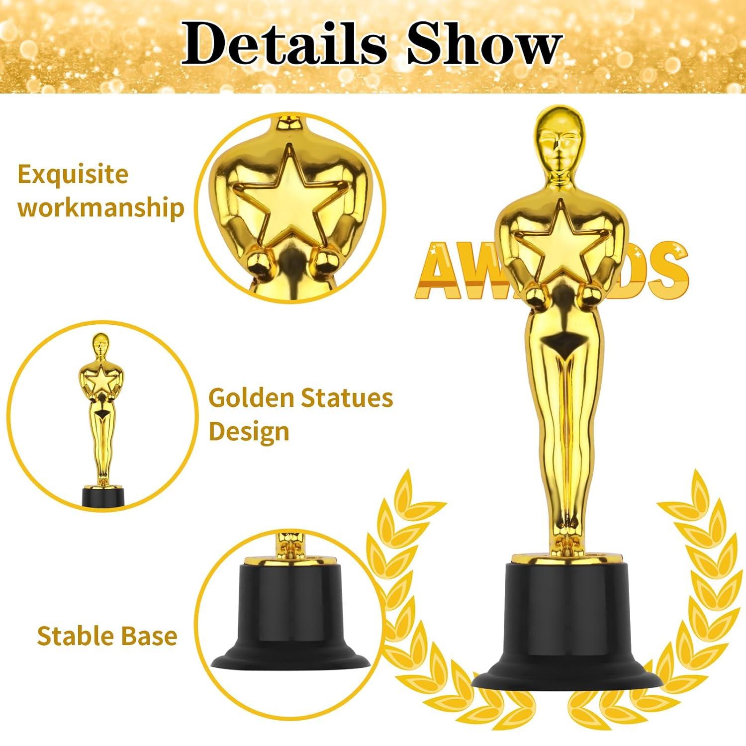 WINKIO Gold Award Trophies，Gold Award Statues, Pack of 6 Mini Trophies, Plastic Trophy Award for Competition,Events, Sports, Party Decorations,Award Ceremony and Appreciation Gift