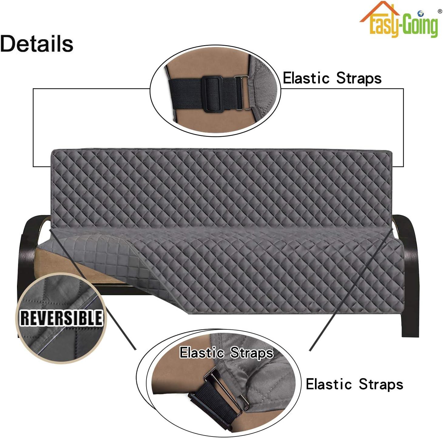 Easy-Going Futon Reversible Sofa Slipcover Water Resistant Couch Cover(Futon, Gray/Light Gray)