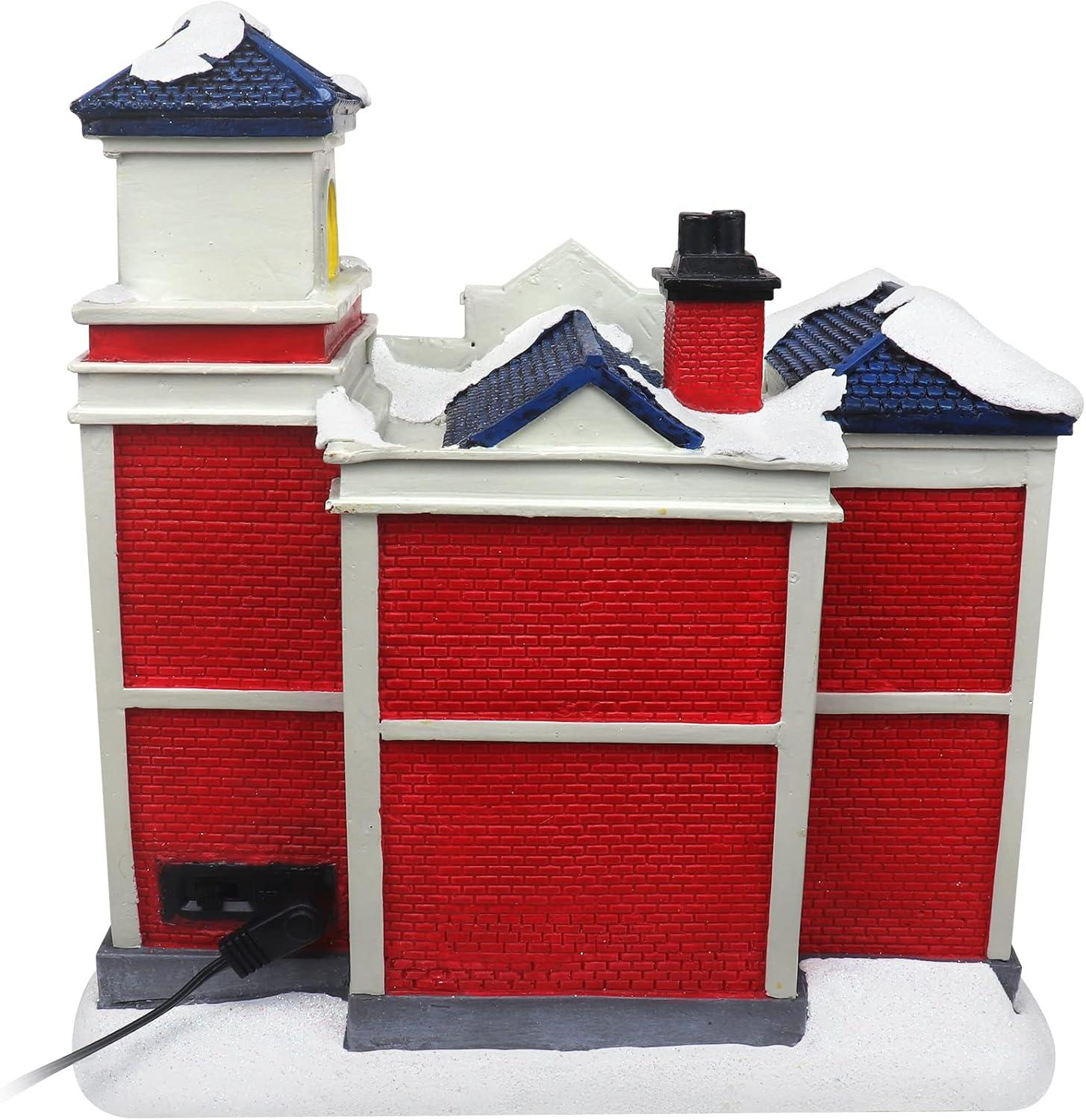 Christmas Village Animated Fire Station Pre-lit Musical Snow Village Collectible Building Perfect Addition to Your Christmas Indoor Decorations & Holiday Displays (Moving Truck)