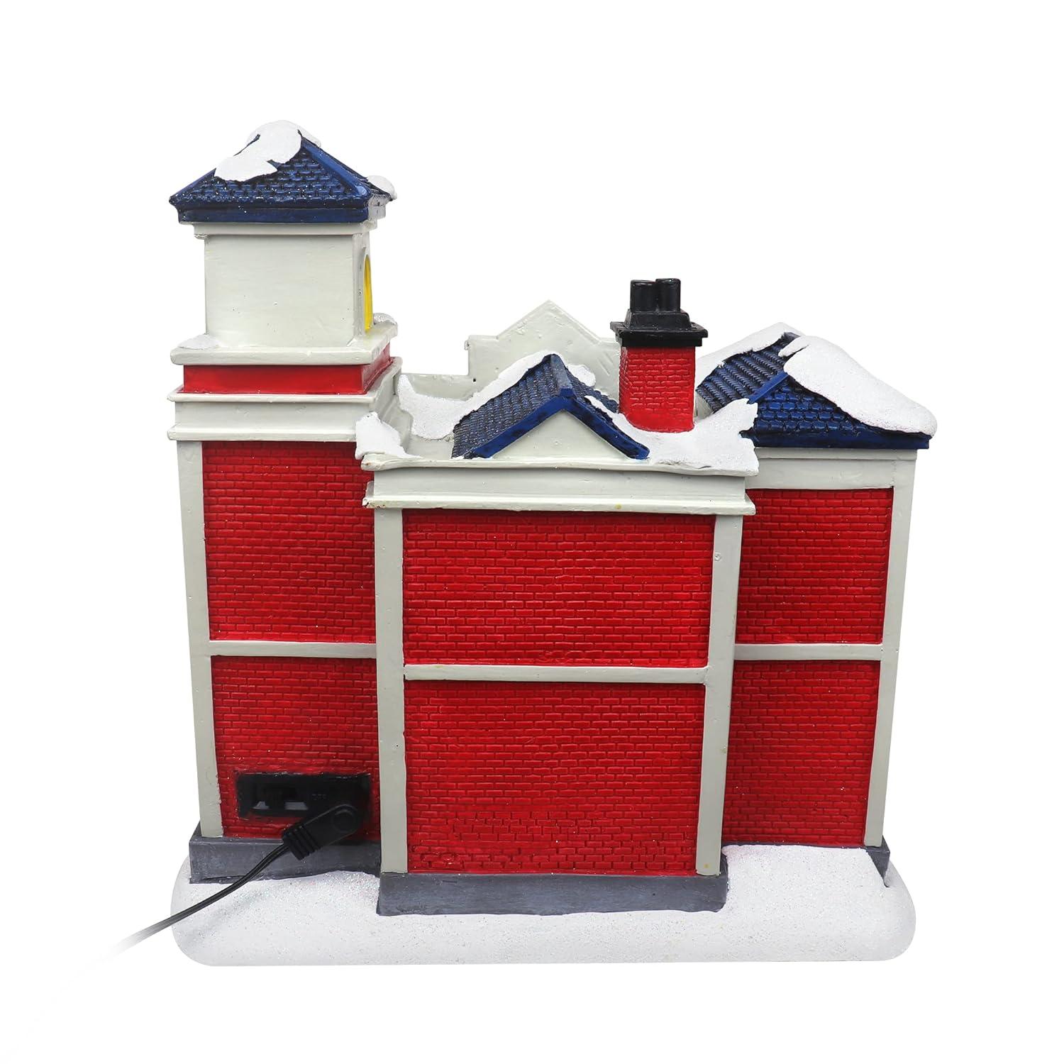 Christmas Village Animated Fire Station Pre-lit Musical Snow Village Collectible Building Perfect Addition to Your Christmas Indoor Decorations & Holiday Displays (Moving Truck)