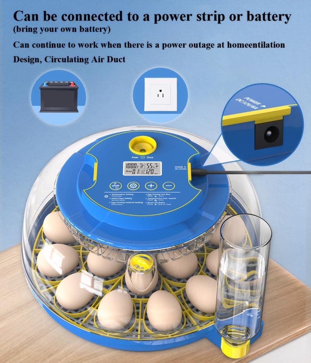 18 Egg Incubators for Hatching Eggs,Egg Incubator with Precise Humidity & Temperature Control,Incubators for Auto Egg Turning,Auto Water Add,Egg Candler,Applicable to Chicken,Goose,Duck,Quail