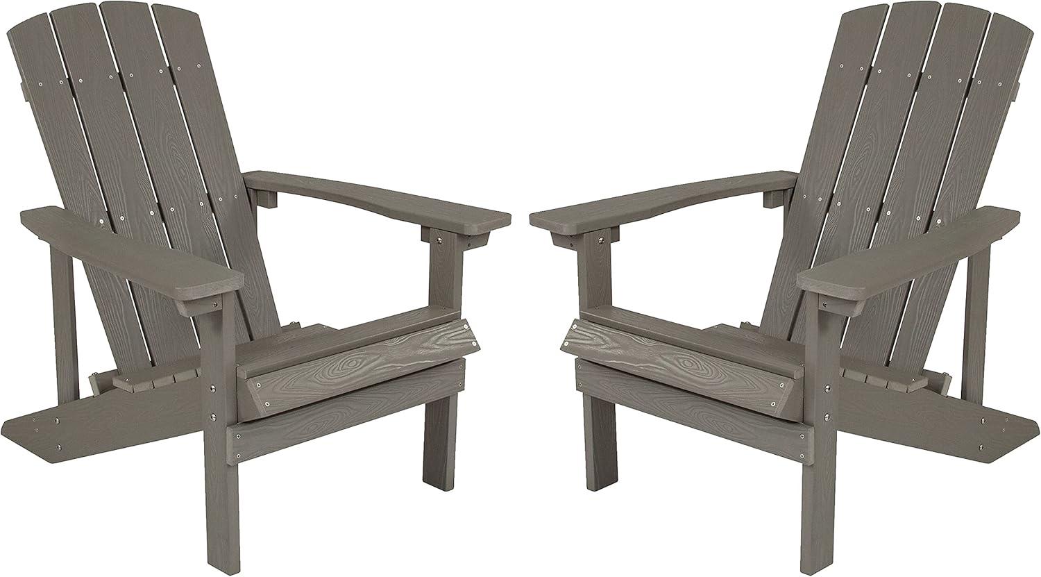 Flash Furniture Set of 2 Charlestown All-Weather Poly Resin Wood Adirondack Chairs