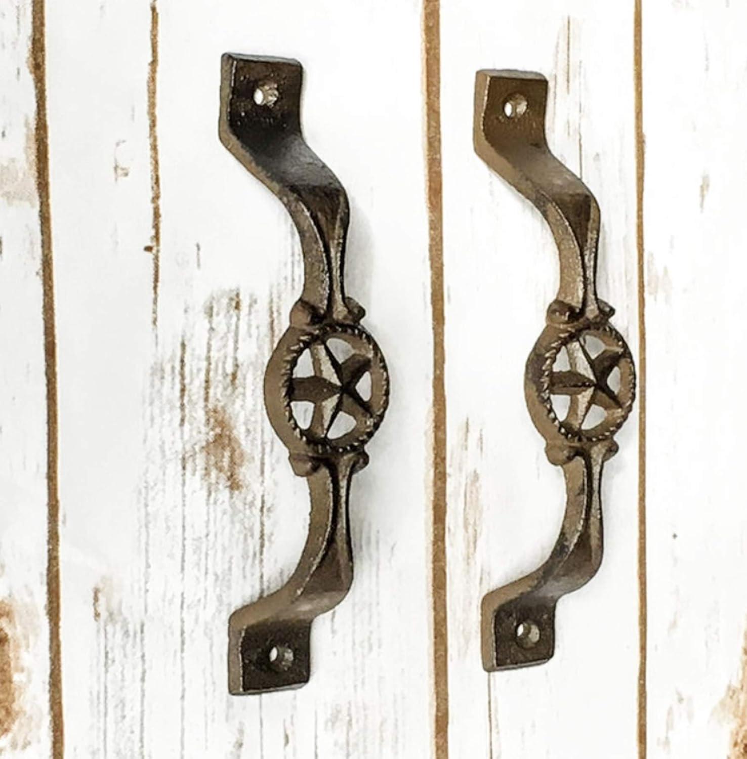 Urbalabs Vintage Star Cast Iron Kitchen Cabinet Handles and Drawer Pulls Antique Barn Style Country Home Rustic Decor Farmhouse Cabinet Handle Western Cabinet Knobs (24, Rustic Star Cast Iron)