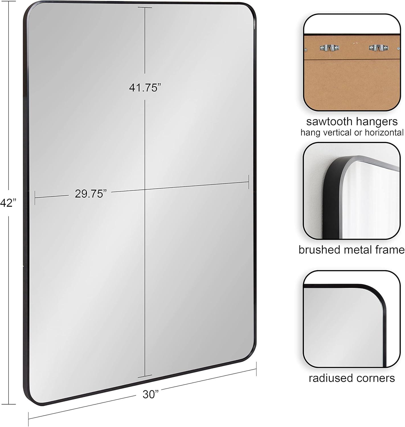 Kate and Laurel Zayda Radius Rectangle Framed Wall Mirror, 30x42, Black