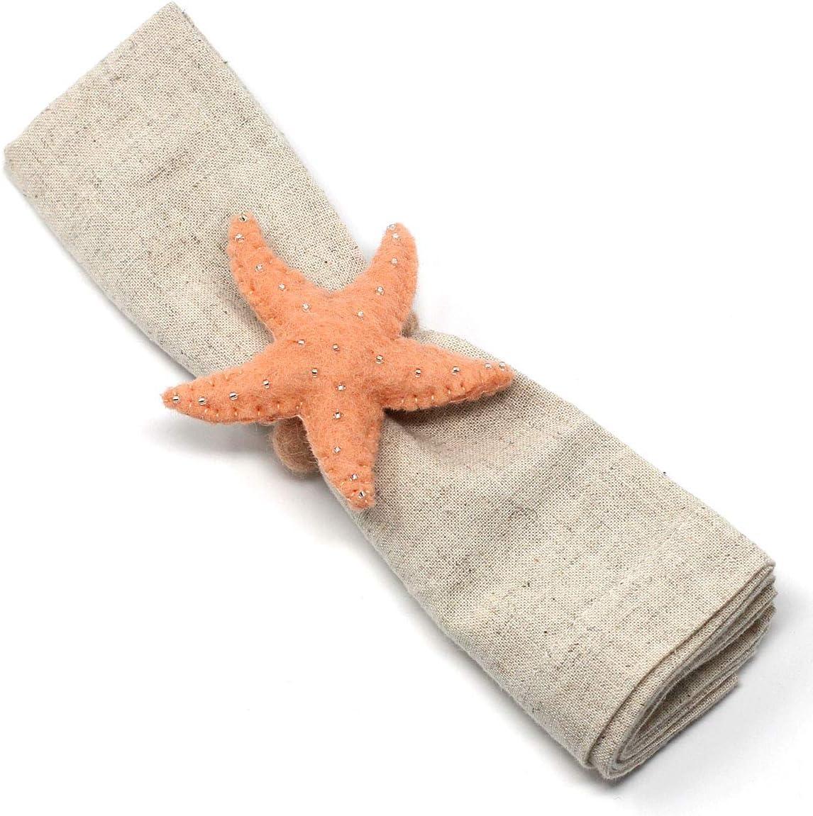 The Curated Nomad  Thrift Handmade Seashore Napkin Rings (Set of 4)